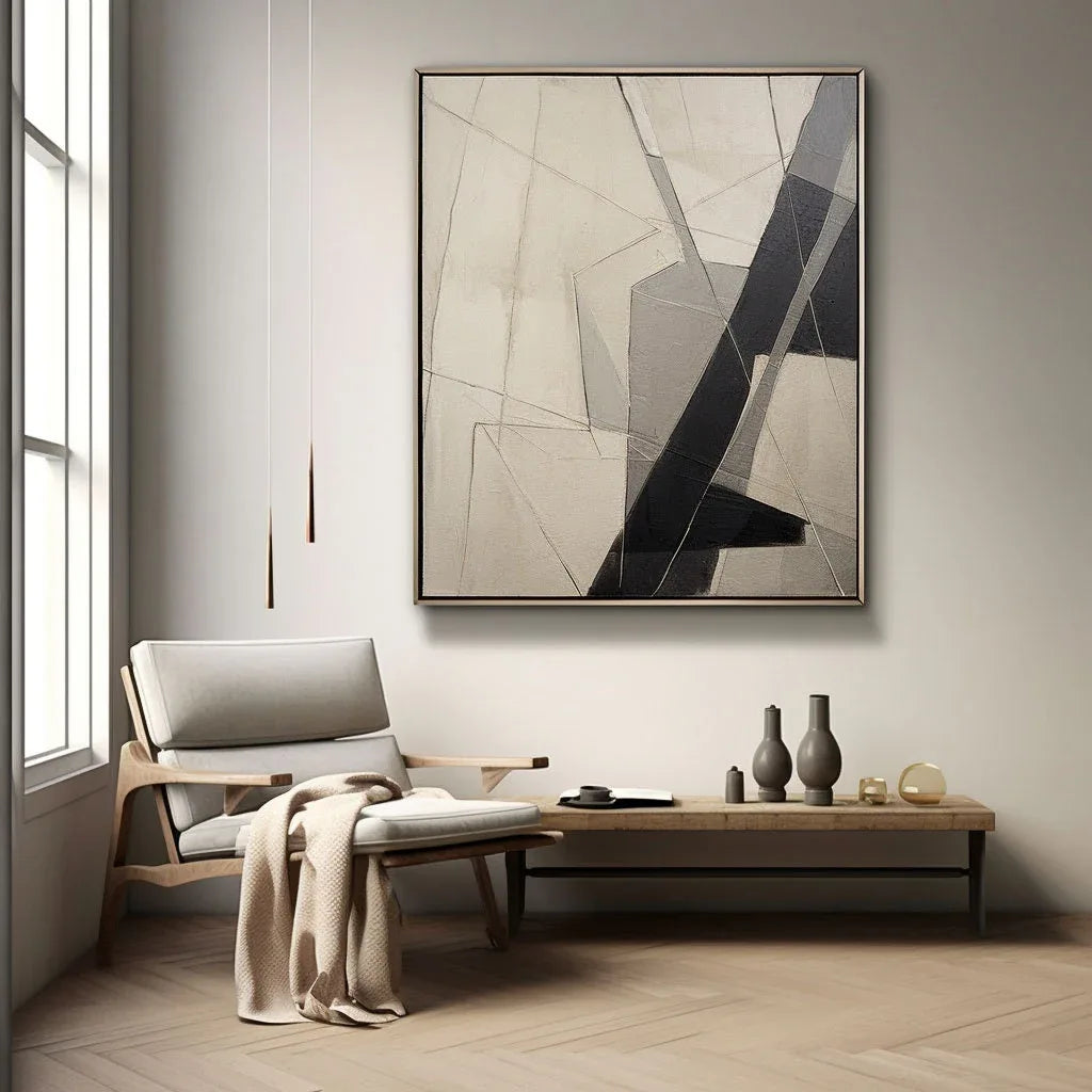 Intersecting Paths-Hand Drawn Geometric Three-Dimensional Texture Abstract Wall Art