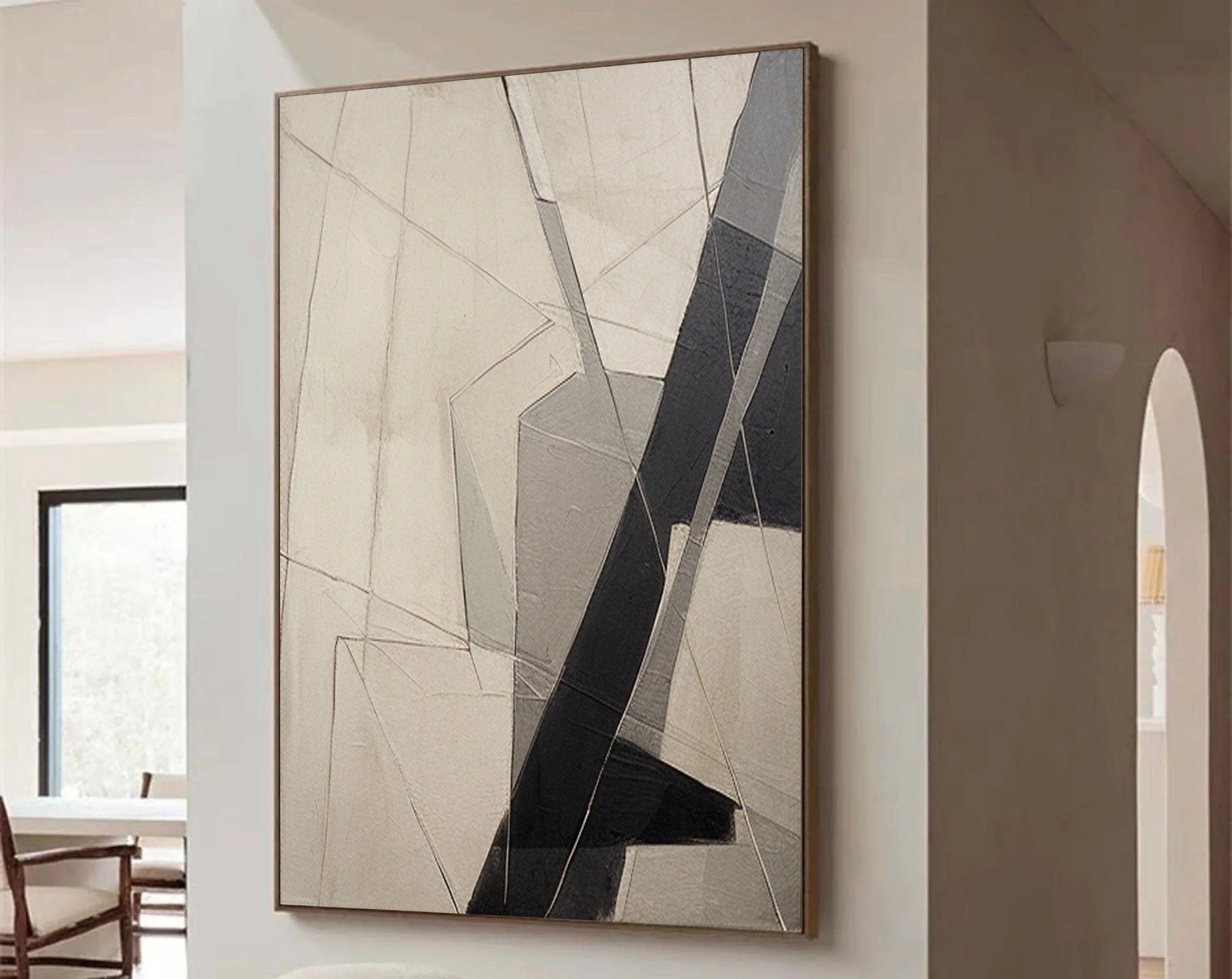 Intersecting Paths-Hand Drawn Geometric Three-Dimensional Texture Abstract Wall Art