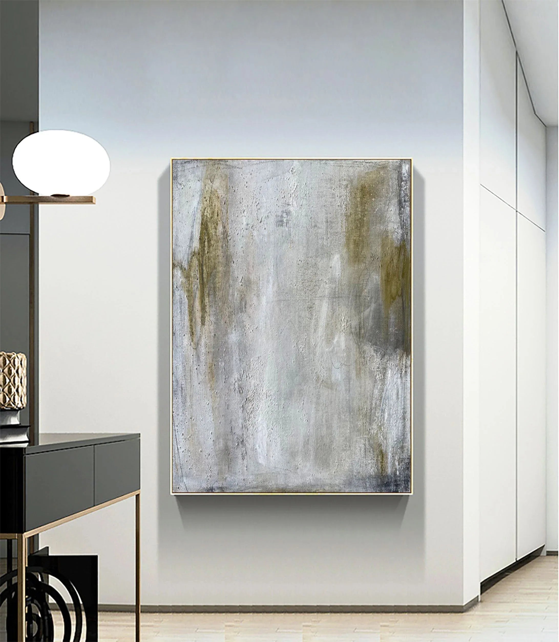 Gray Texture Echo-Grey Green Abstract Texture Wall Art for Modern Home Decoration