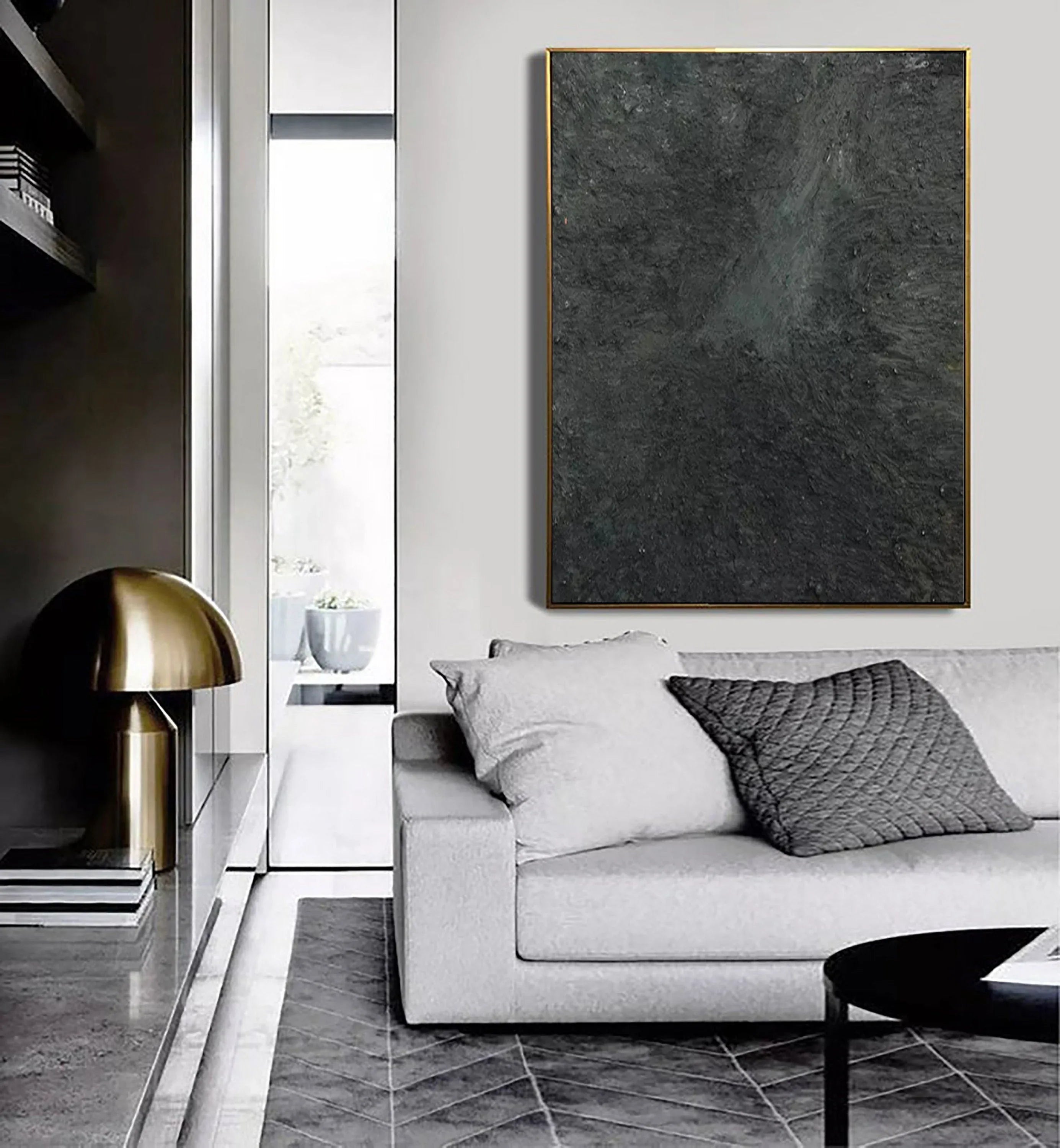 Graphite Echo-Minimalist Charcoal Textured Wall Art