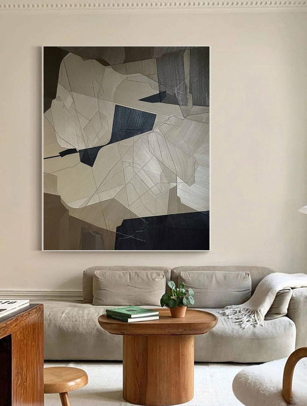Fragmented Harmony-Geometric Abstract Irregular Wall Art in Modern Minimalist Home Decoration
