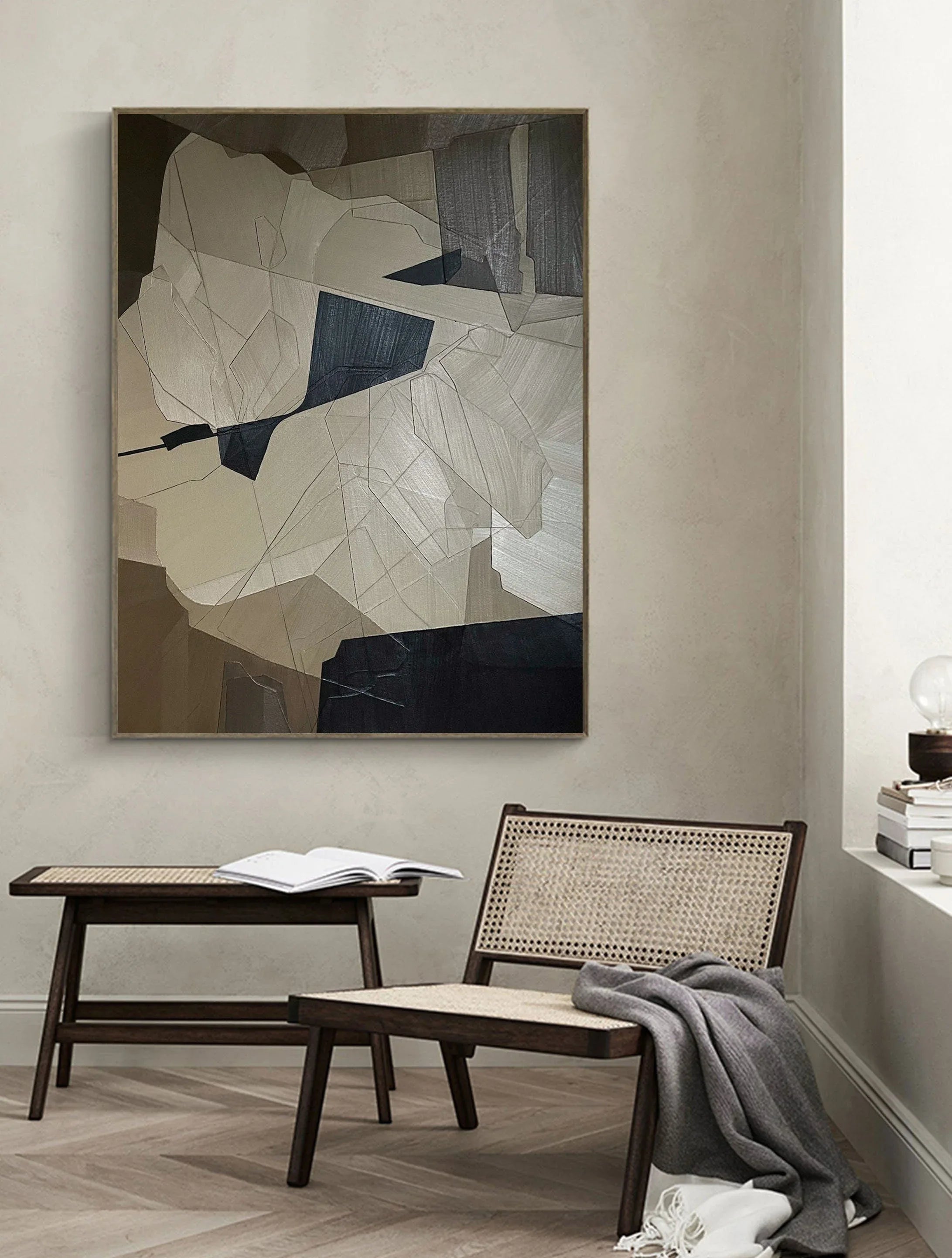 Fragmented Harmony-Geometric Abstract Irregular Wall Art in Modern Minimalist Home Decoration