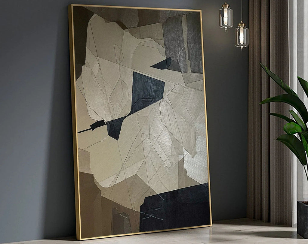 Fragmented Harmony-Geometric Abstract Irregular Wall Art in Modern Minimalist Home Decoration