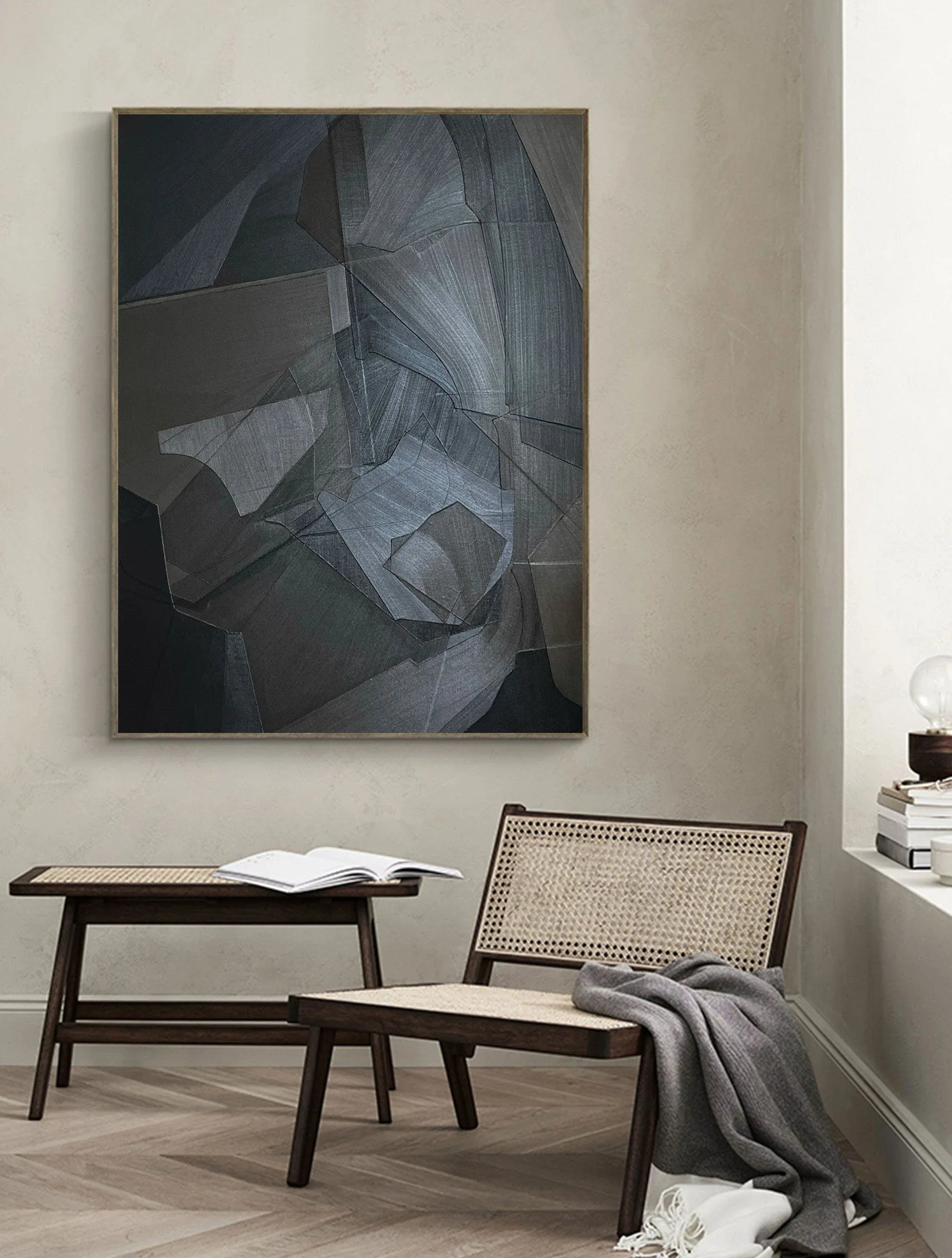 Shadow Geometry-Modern Interior Design Hand drawn 3D Linear Geometry Abstract Wall Art