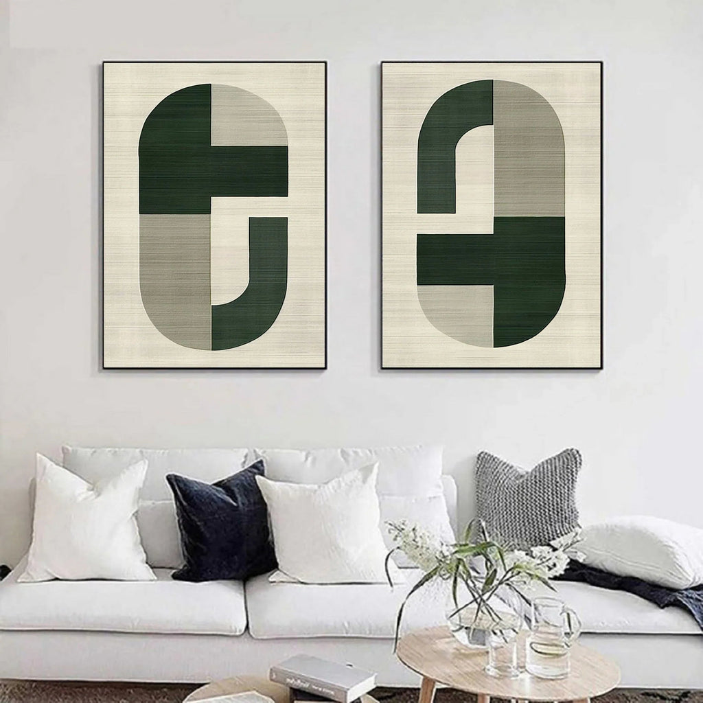 Geometric Harmony- Modern Minimalist Canvas Art Set Of 2