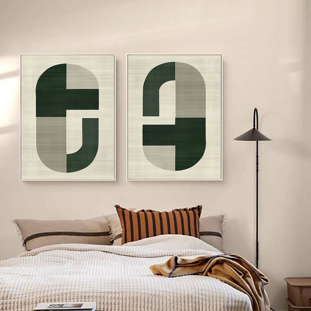 Geometric Harmony- Modern Minimalist Canvas Art Set Of 2