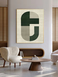 Equilibrium-Minimalist Green Grey Geometric Block Abstract Wall Art