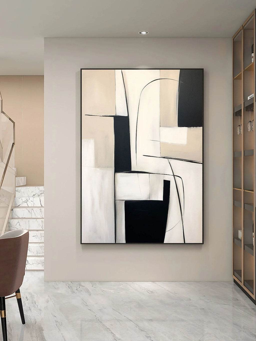 Monochrome Maze-Modern Home Design Geometric Minimalist Abstract Wall Art