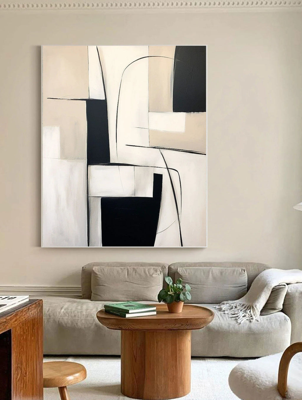 Monochrome Maze-Modern Home Design Geometric Minimalist Abstract Wall Art