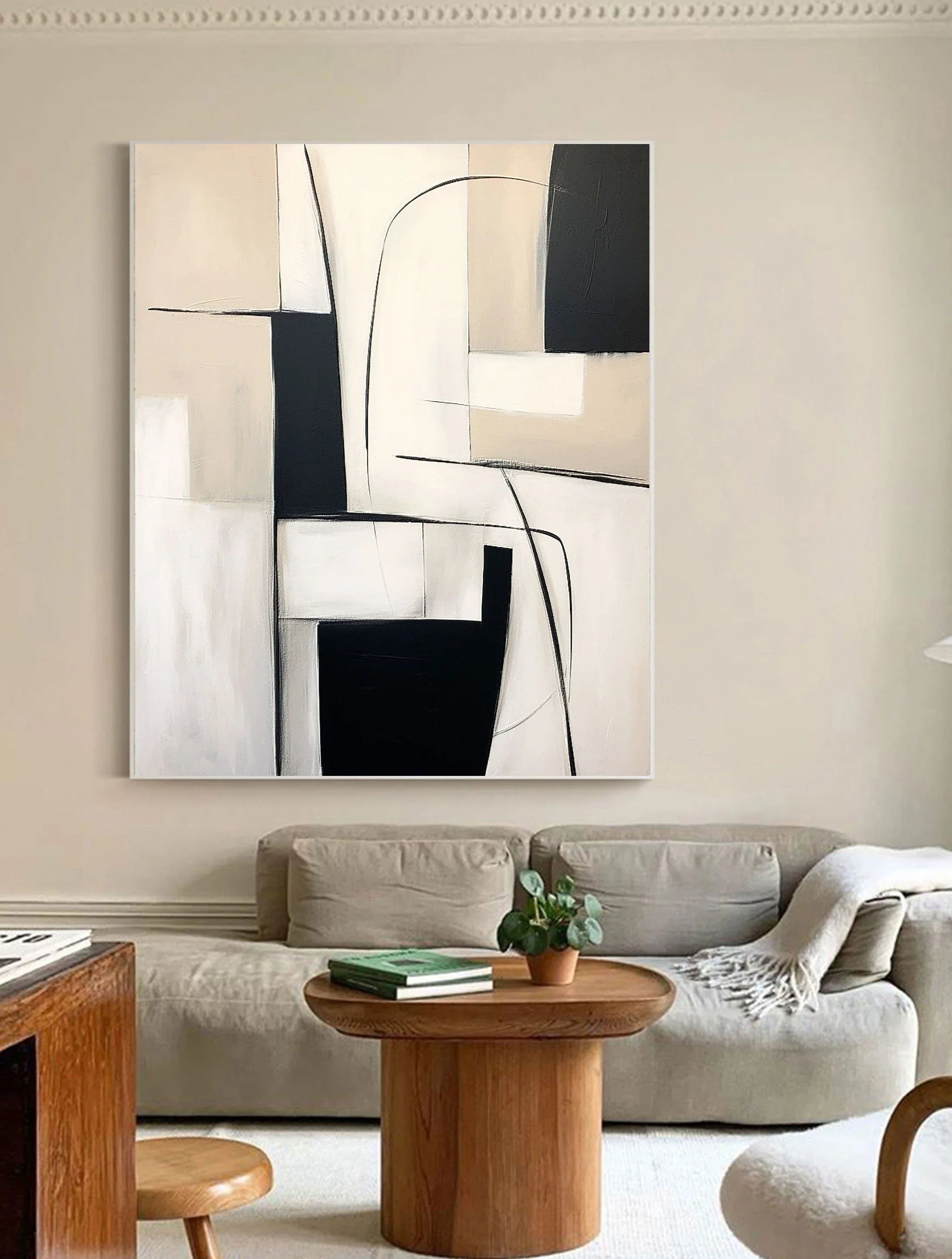 Monochrome Maze-Modern Home Design Geometric Minimalist Abstract Wall Art