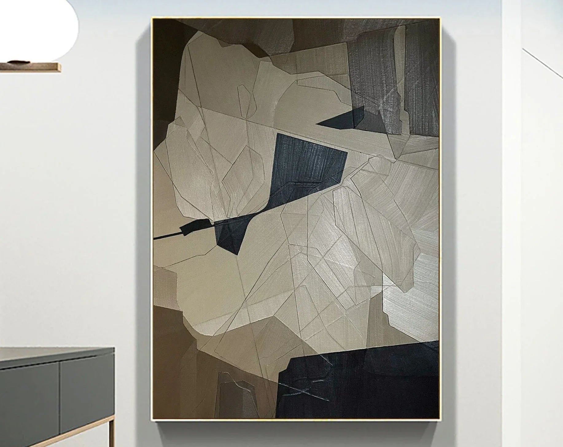 Fragmented Harmony-Geometric Abstract Irregular Wall Art in Modern Minimalist Home Decoration