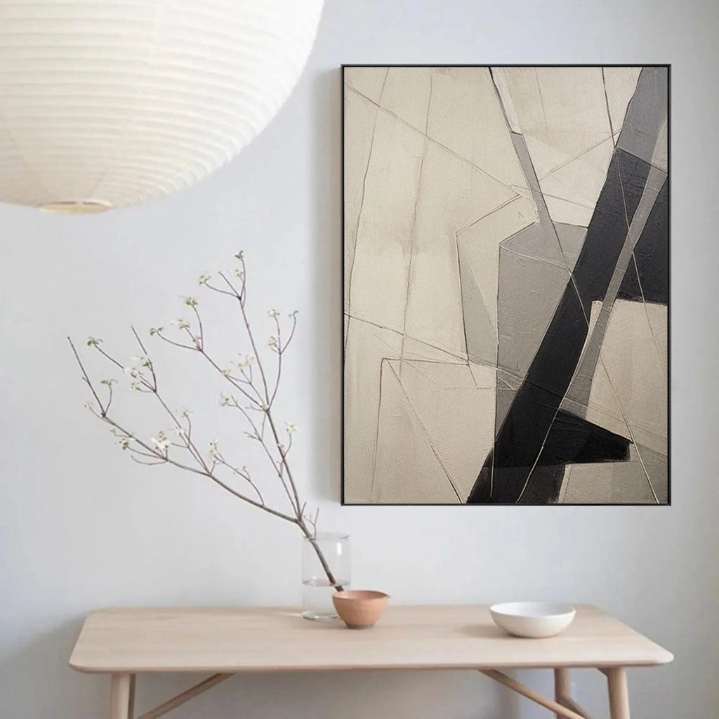 Intersecting Paths-Hand Drawn Geometric Three-Dimensional Texture Abstract Wall Art