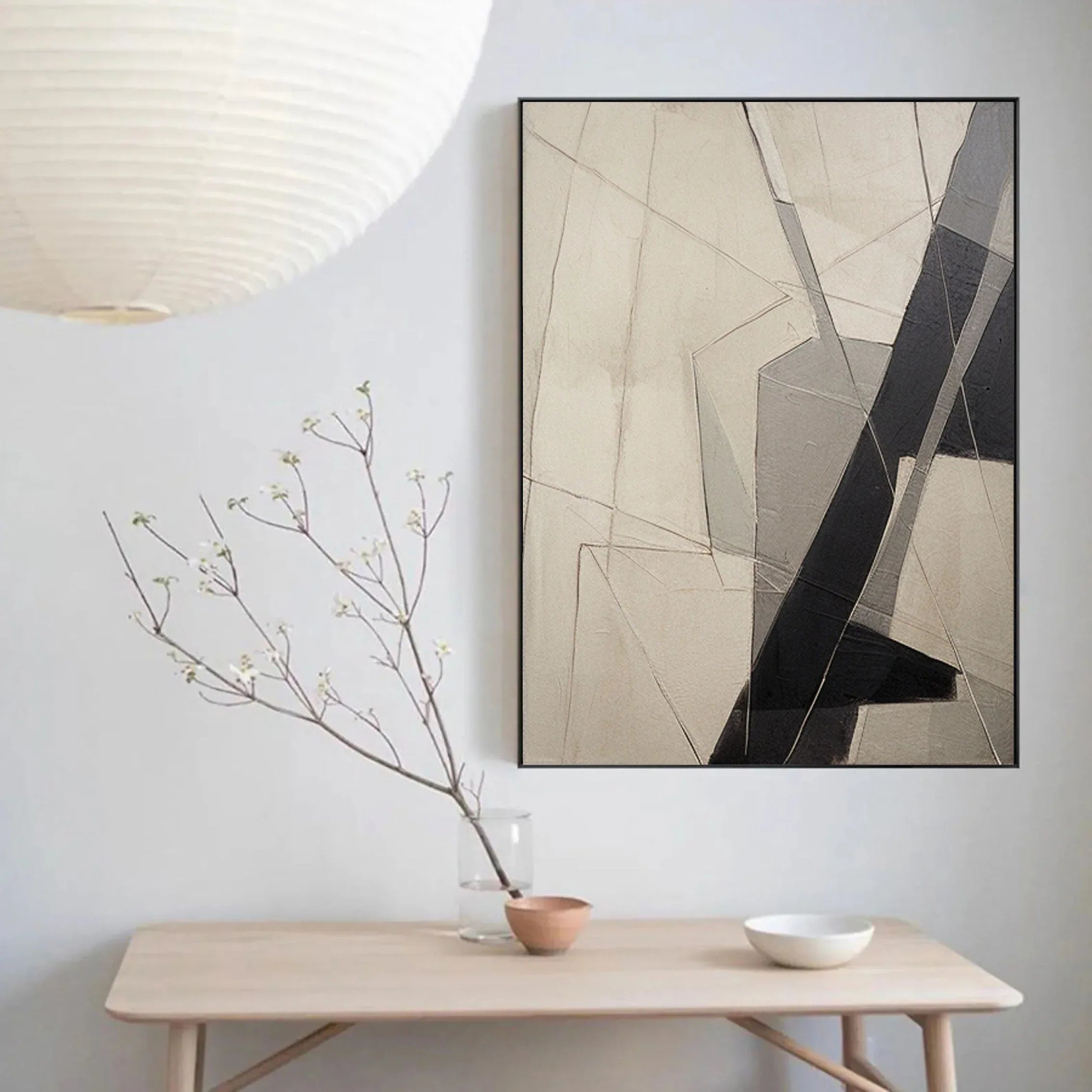 Intersecting Paths-Hand Drawn Geometric Three-Dimensional Texture Abstract Wall Art