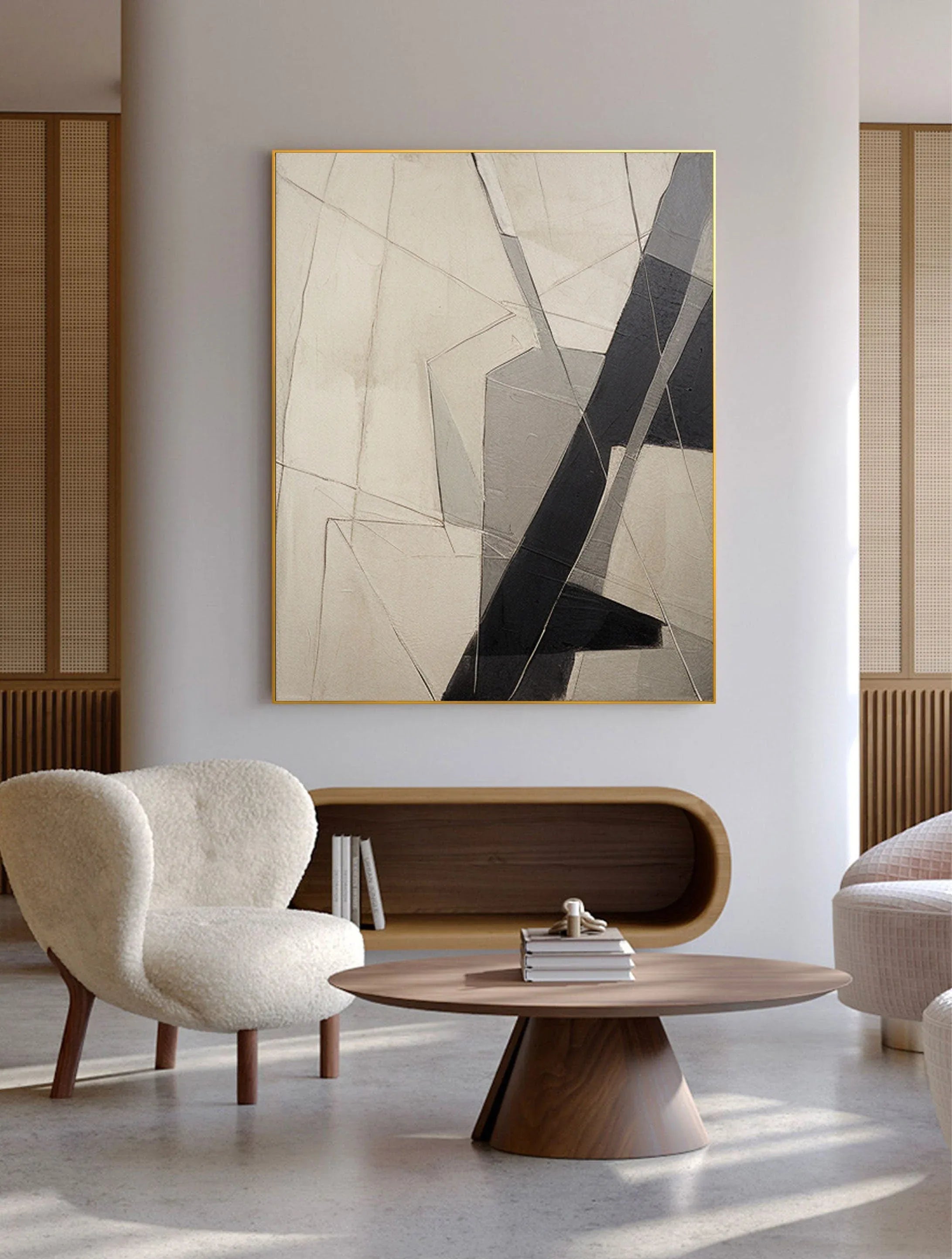 Intersecting Paths-Hand Drawn Geometric Three-Dimensional Texture Abstract Wall Art