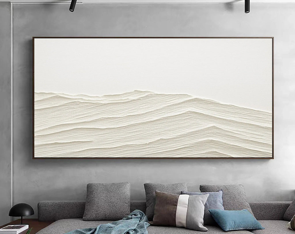 Serene Horizons-Wabi Sabi Style Abstract Pure White Layered Texture Wall Art
