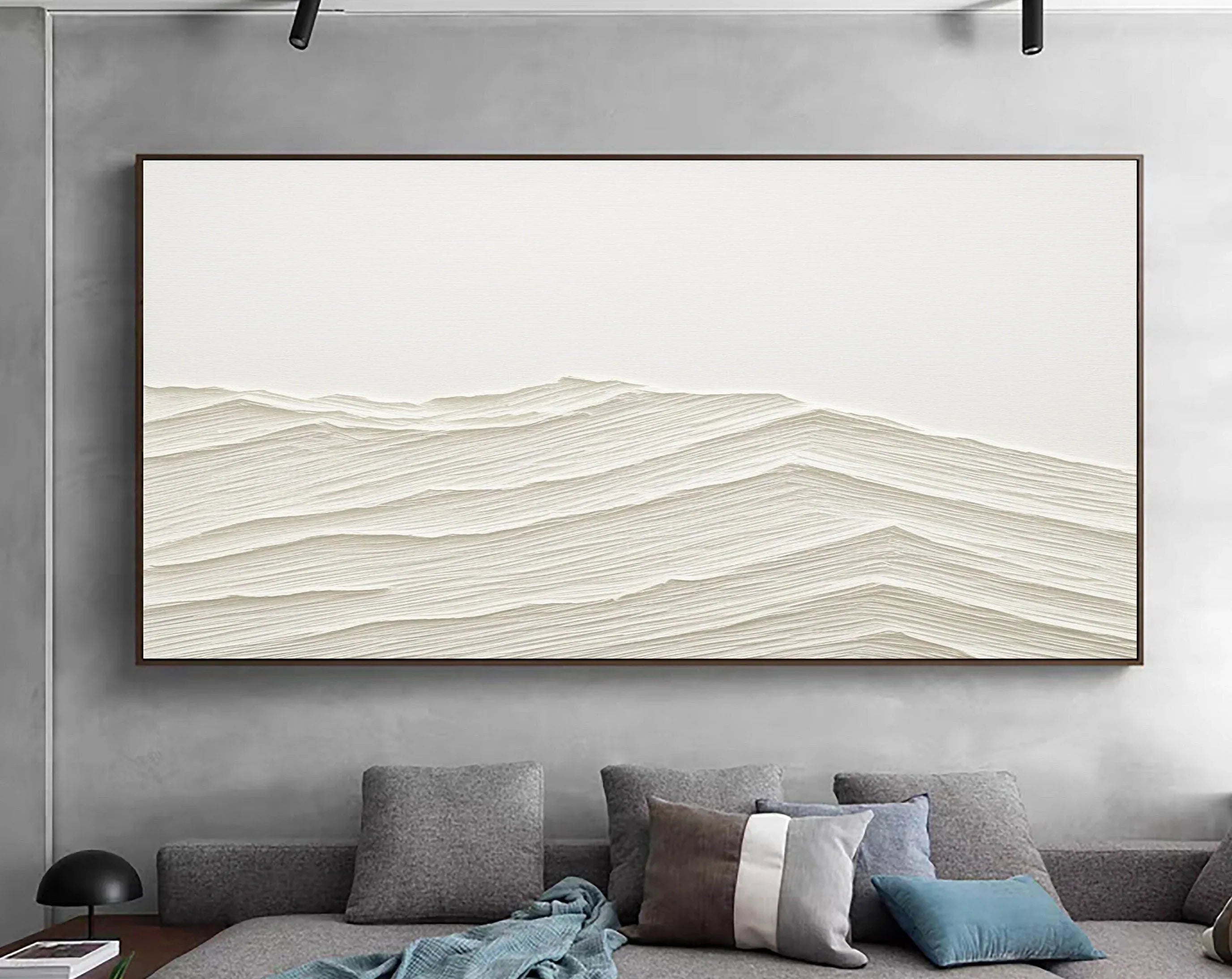 Serene Horizons-Wabi Sabi Style Abstract Pure White Layered Texture Wall Art