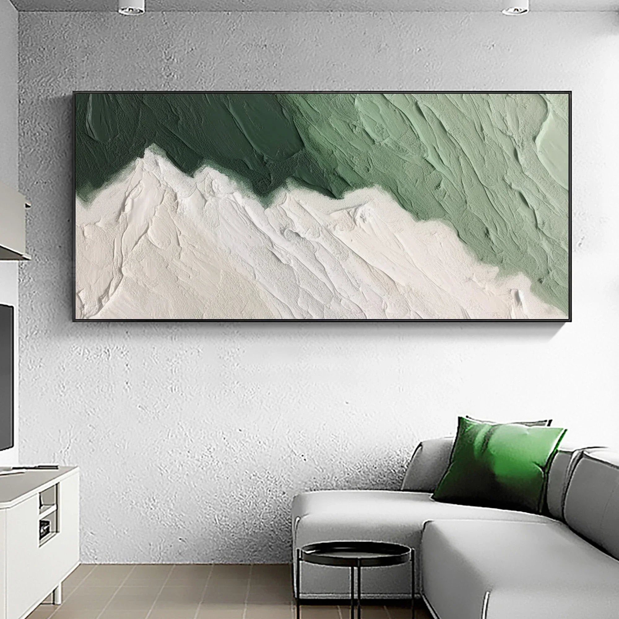 Emerald Peaks -Modern Minimalist Hand drawn Mountain Texture Wall Art