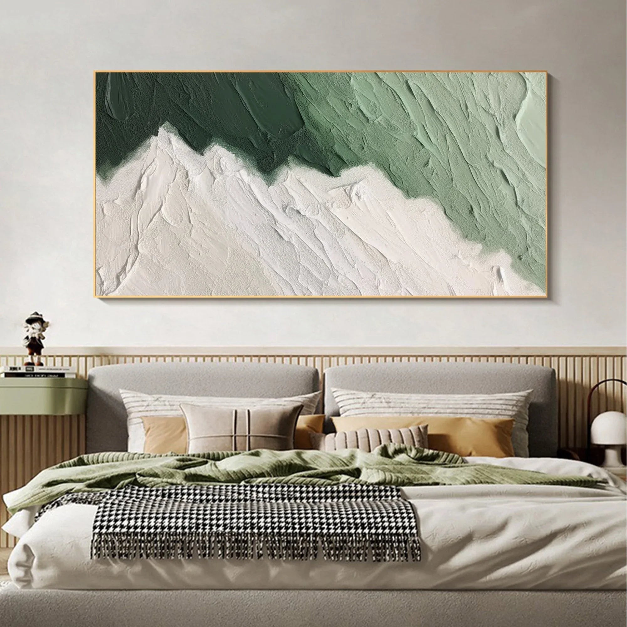 Emerald Peaks -Modern Minimalist Hand drawn Mountain Texture Wall Art