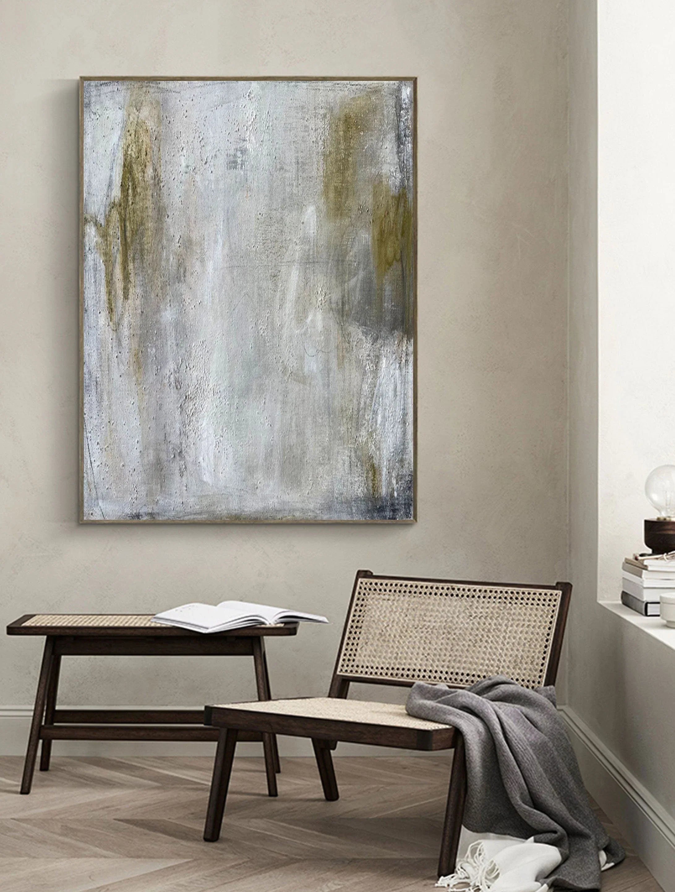 Gray Texture Echo-Grey Green Abstract Texture Wall Art for Modern Home Decoration