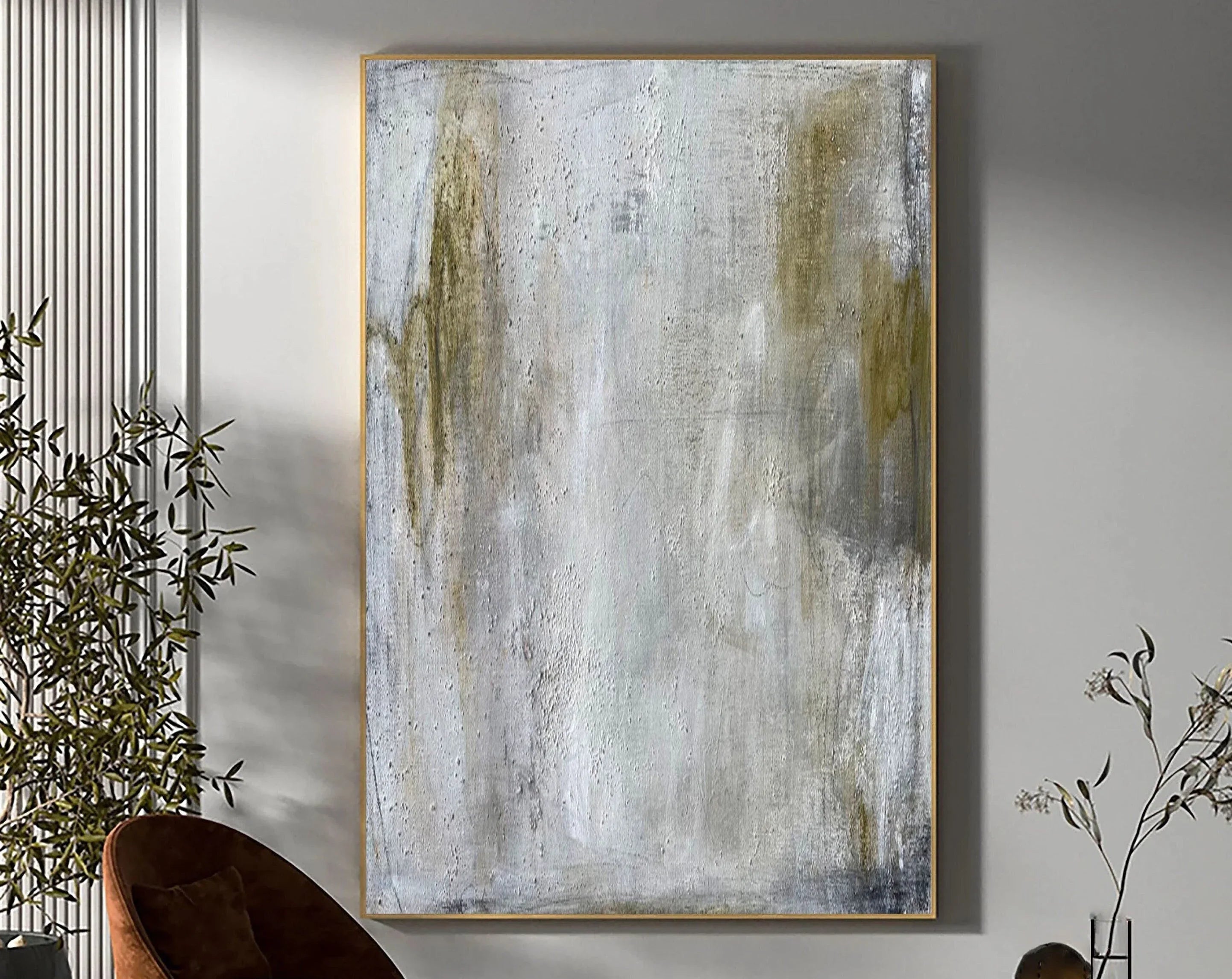 Gray Texture Echo-Grey Green Abstract Texture Wall Art for Modern Home Decoration
