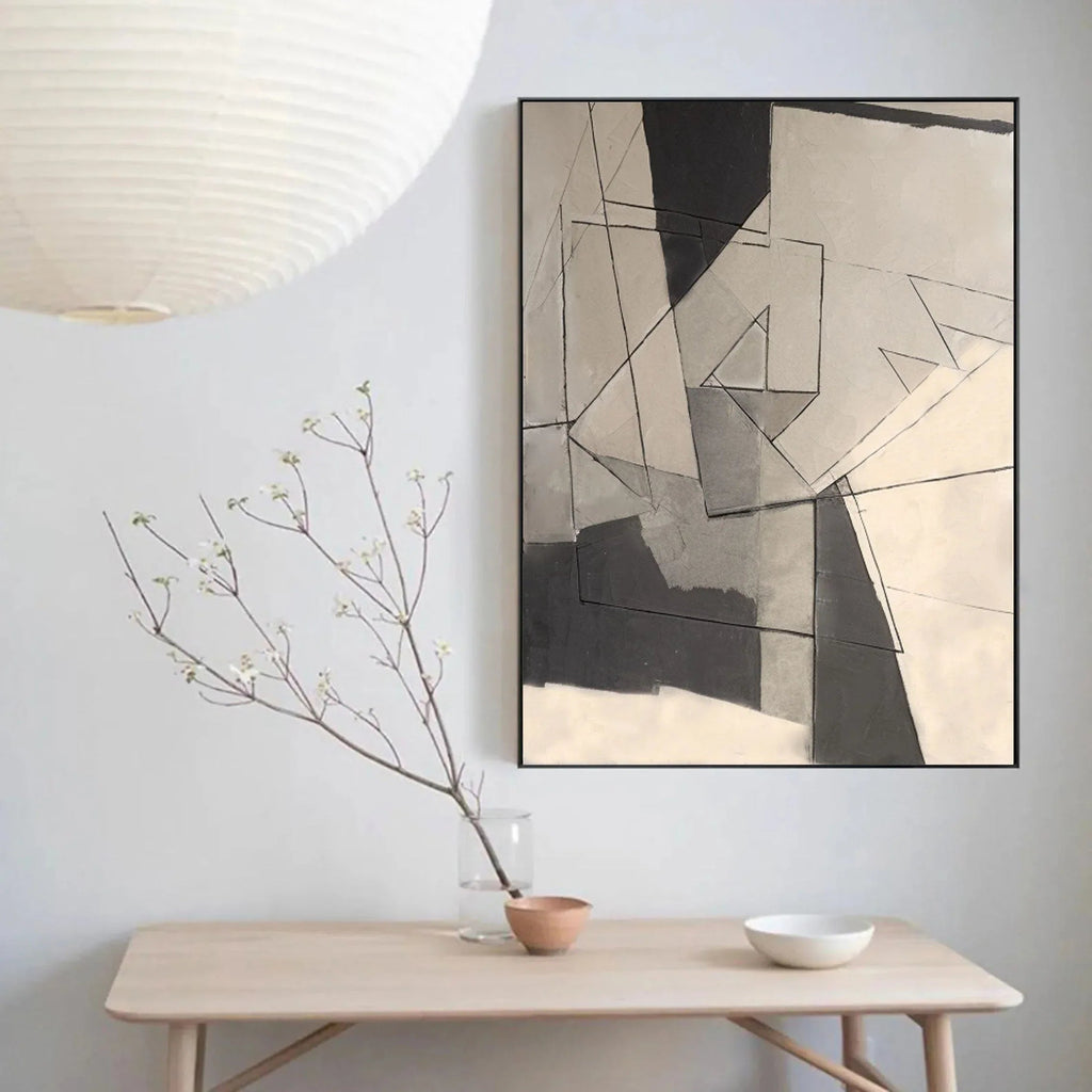 Fractured Dimensions-Geometric Abstract Wall Art in Modern Home Decoration