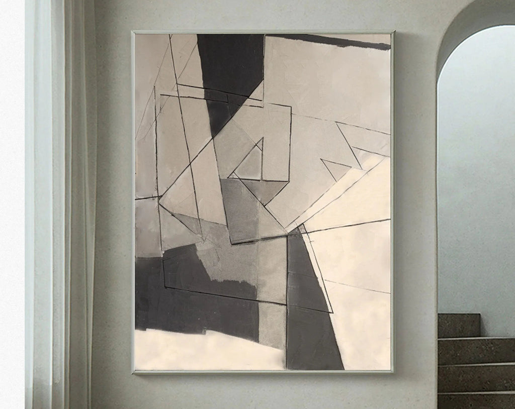 Fractured Dimensions-Geometric Abstract Wall Art in Modern Home Decoration