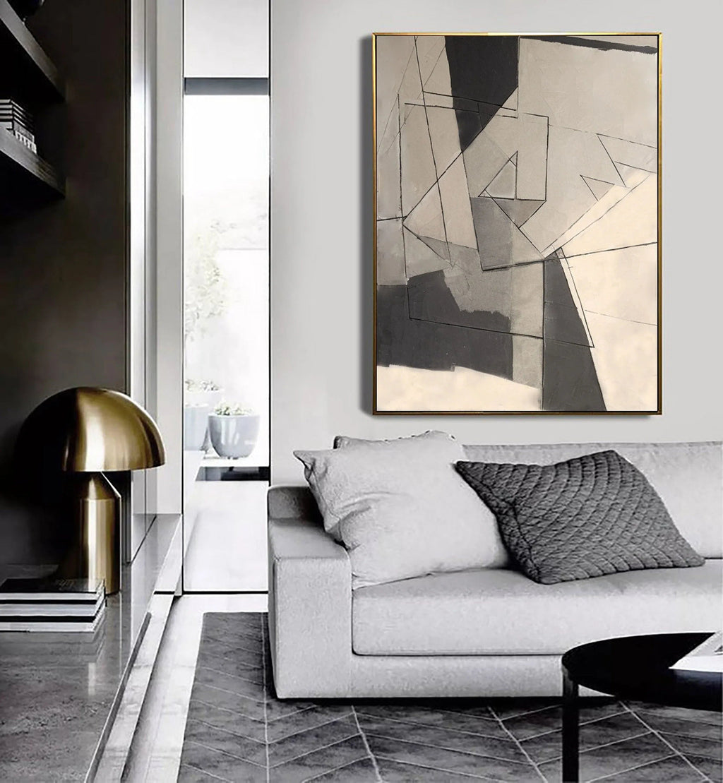 Fractured Dimensions-Geometric Abstract Wall Art in Modern Home Decoration