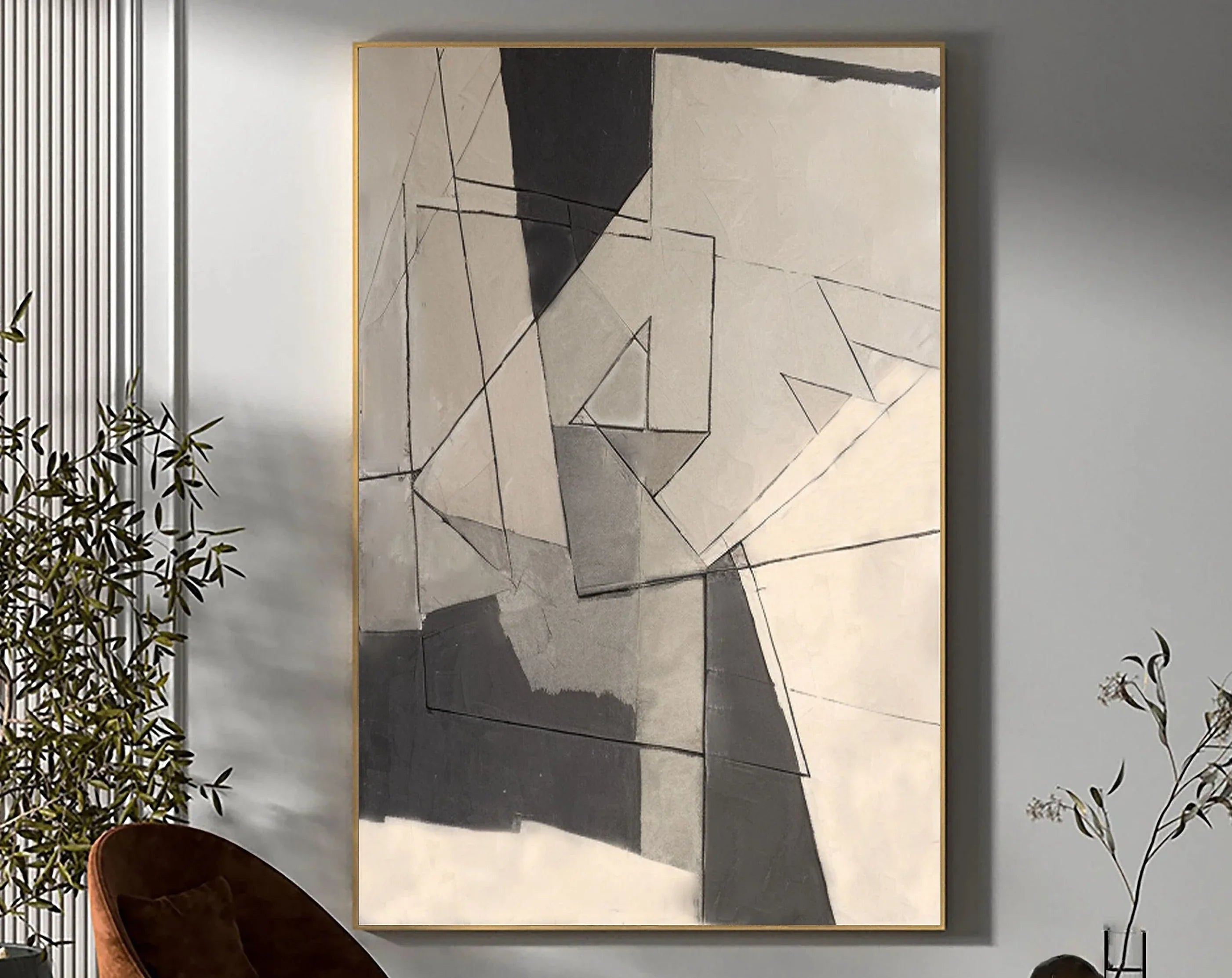 Fractured Dimensions-Geometric Abstract Wall Art in Modern Home Decoration
