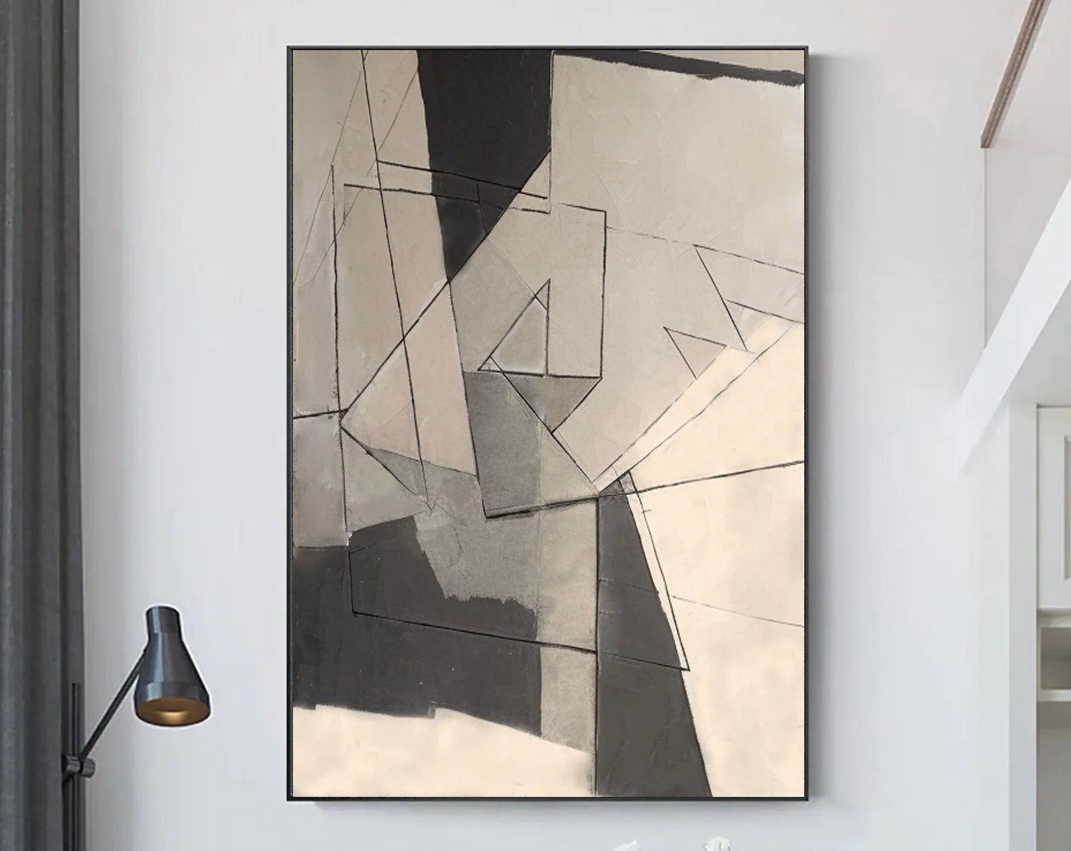 Fractured Dimensions-Geometric Abstract Wall Art in Modern Home Decoration