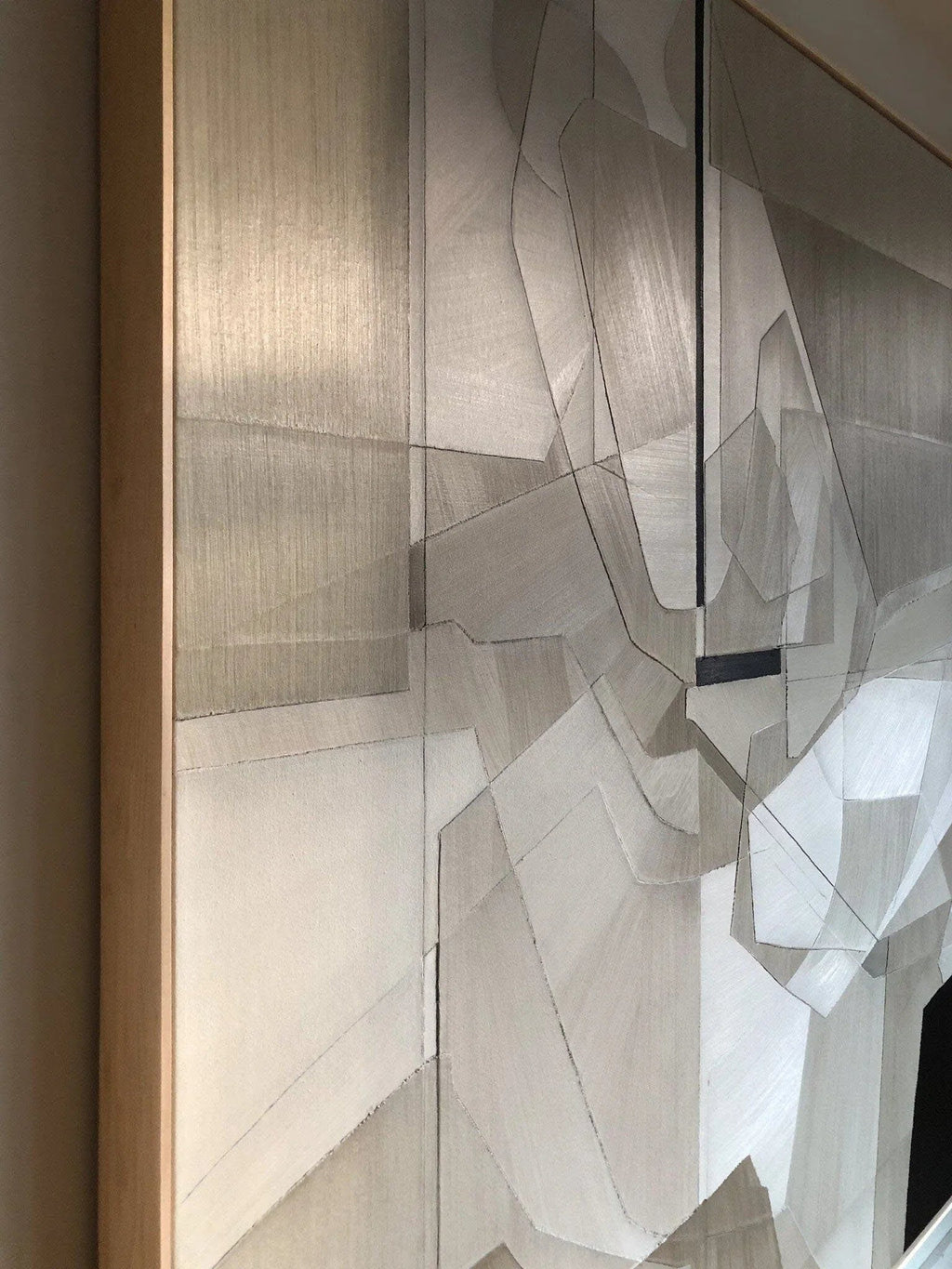 Fragmented Vision-Black, White, and Gray Geometric Deconstruction of Abstract Wall Art