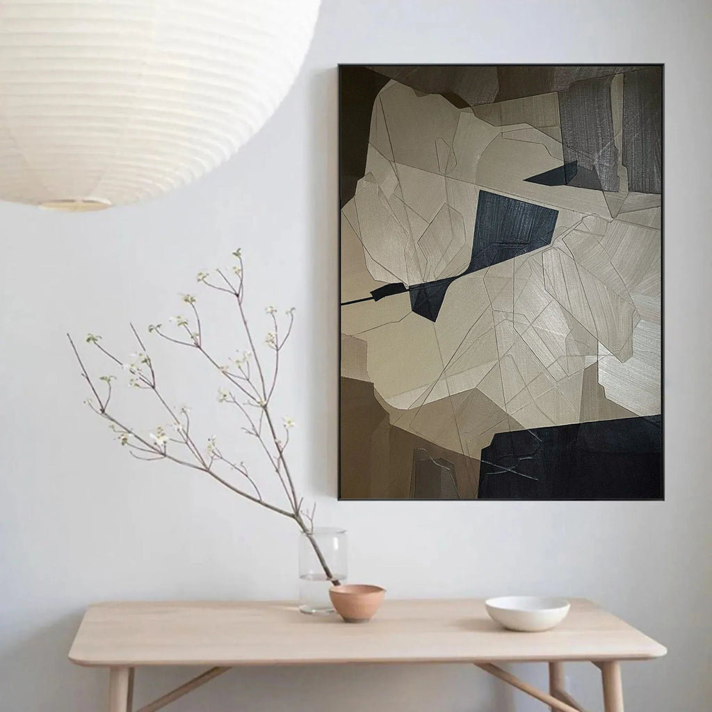 Fragmented Harmony-Geometric Abstract Irregular Wall Art in Modern Minimalist Home Decoration