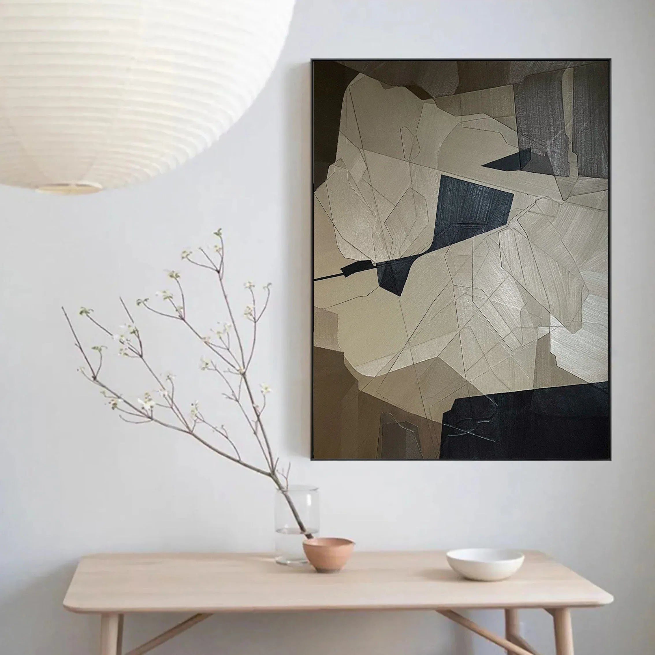 Fragmented Harmony-Geometric Abstract Irregular Wall Art in Modern Minimalist Home Decoration