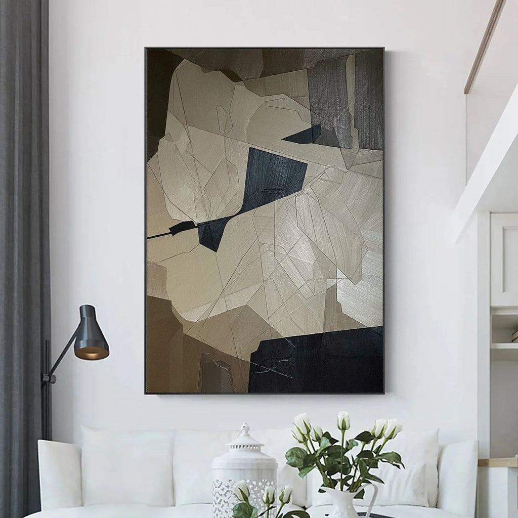 Fragmented Harmony-Geometric Abstract Irregular Wall Art in Modern Minimalist Home Decoration