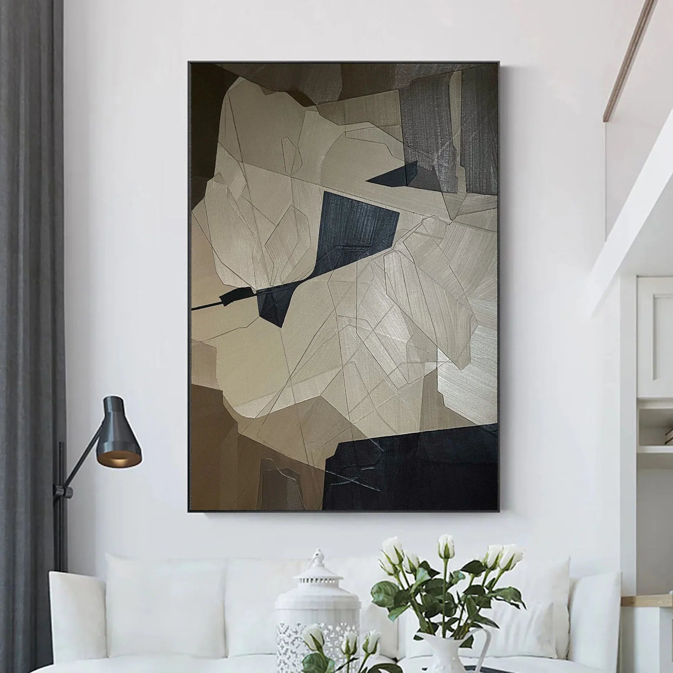 Fragmented Harmony-Geometric Abstract Irregular Wall Art in Modern Minimalist Home Decoration