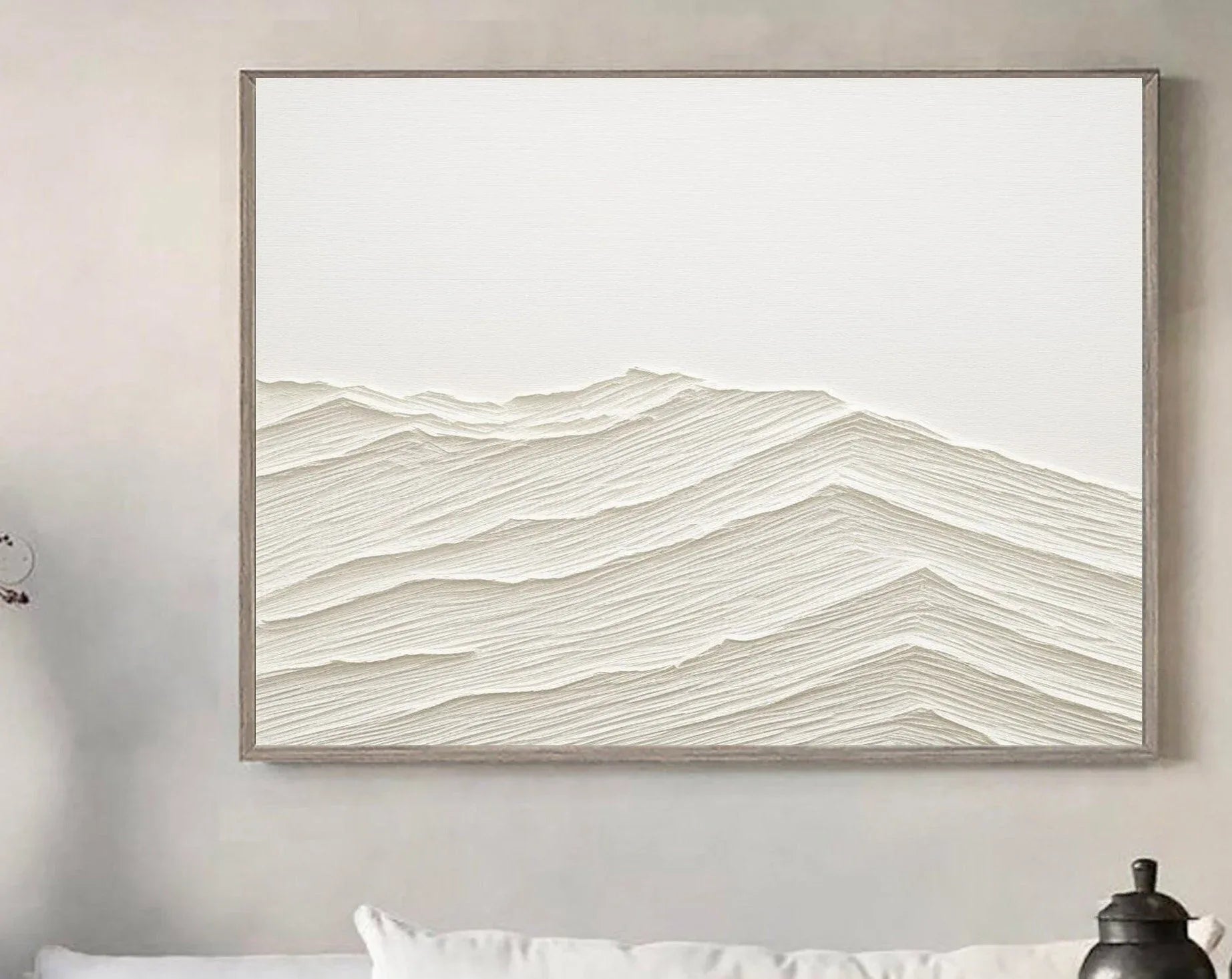 Serene Horizons-Wabi Sabi Style Abstract Pure White Layered Texture Wall Art