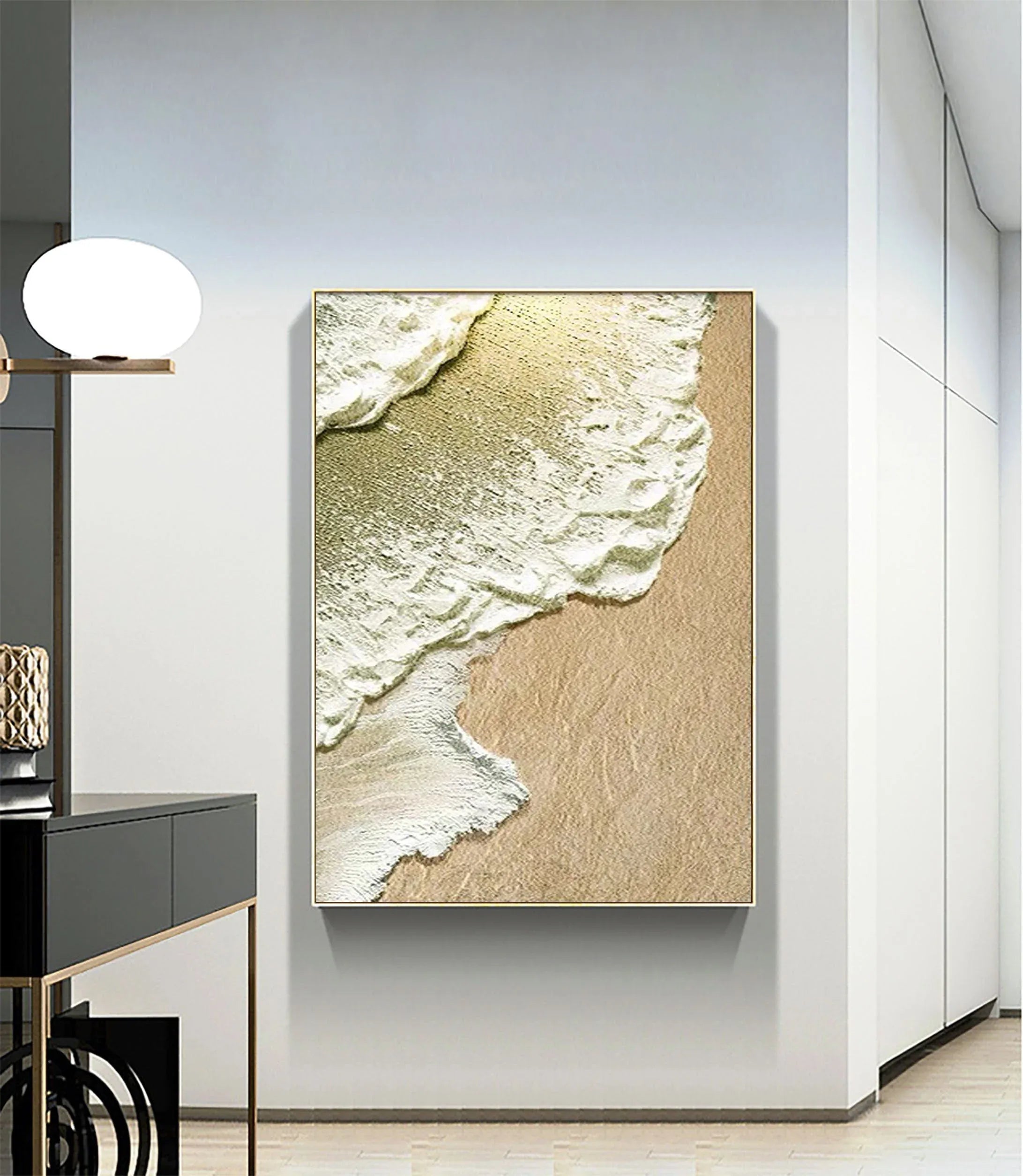 Coastal Whisper-Abstract Ocean and Sand Texture Wall Art