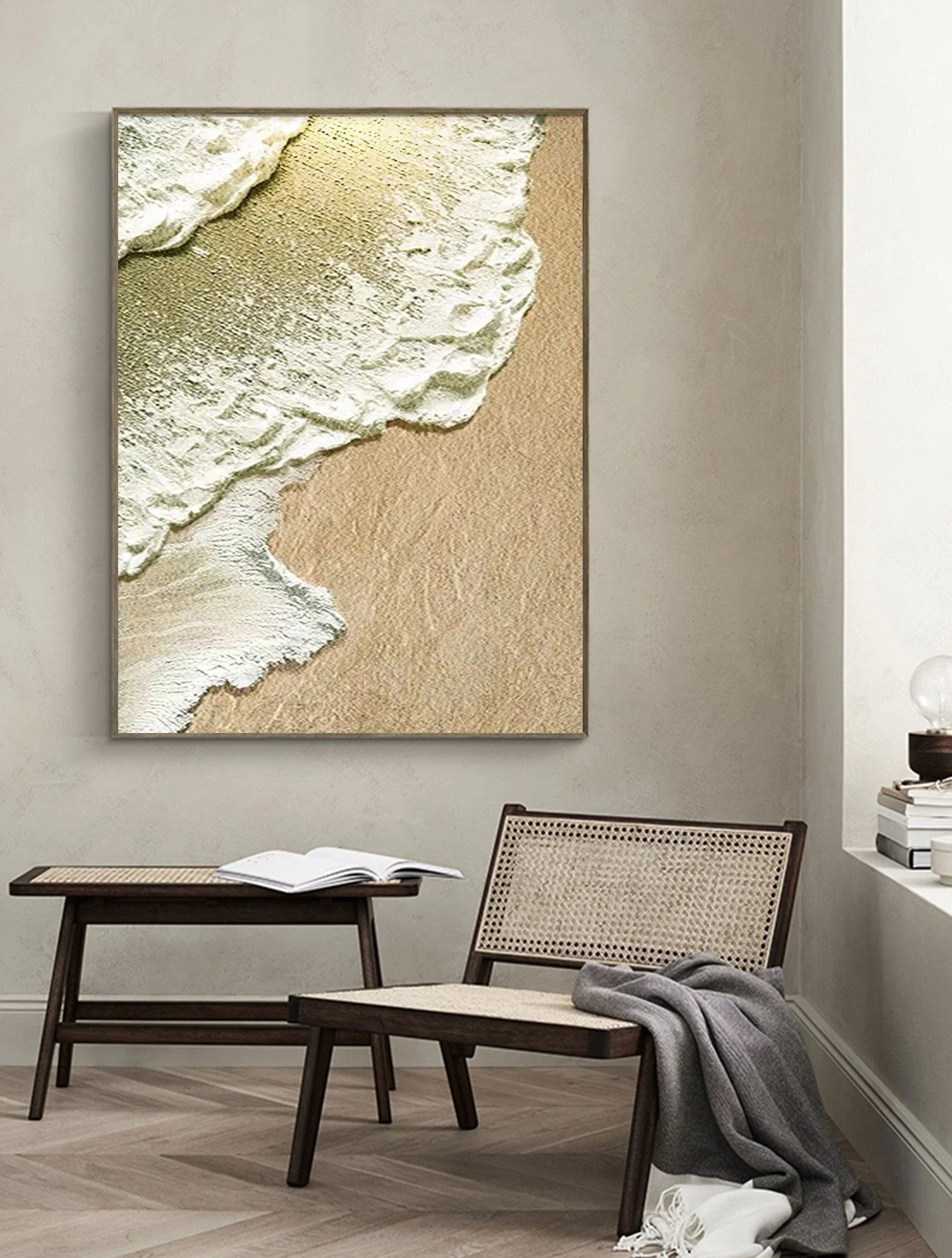 Coastal Whisper-Abstract Ocean and Sand Texture Wall Art