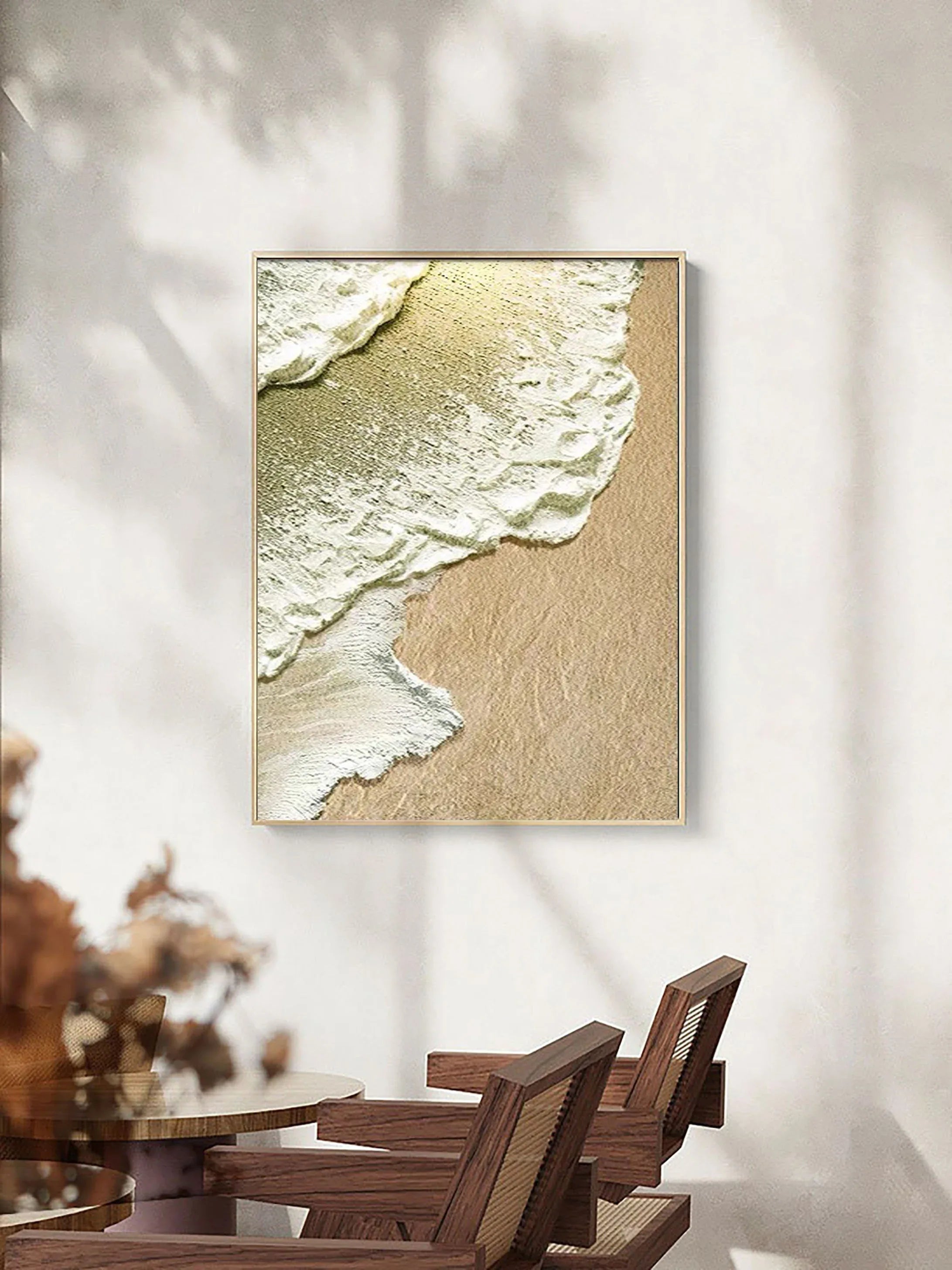 Coastal Whisper-Abstract Ocean and Sand Texture Wall Art
