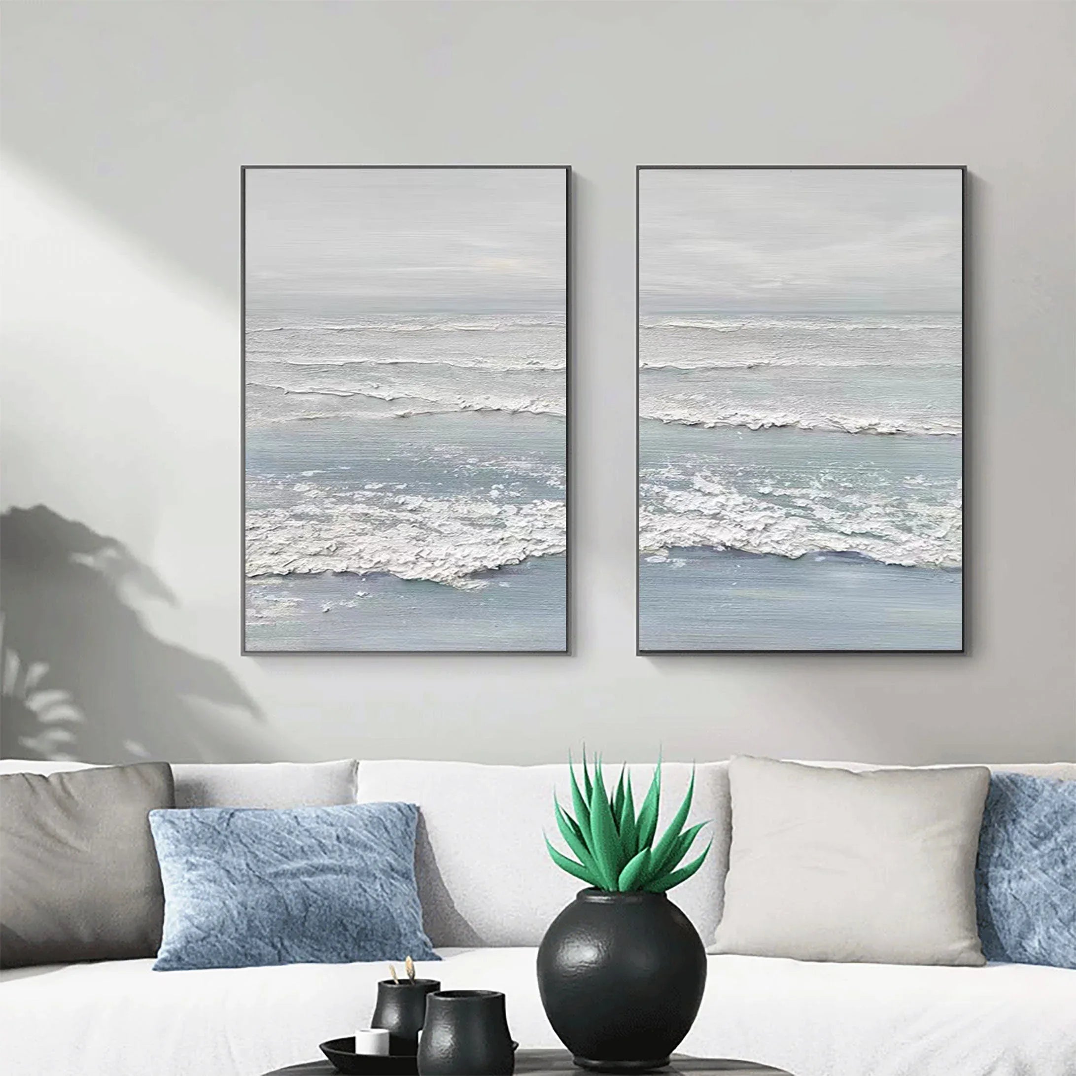 Ocean's Whisper- Dual Panel Textured Seascape Wall Art