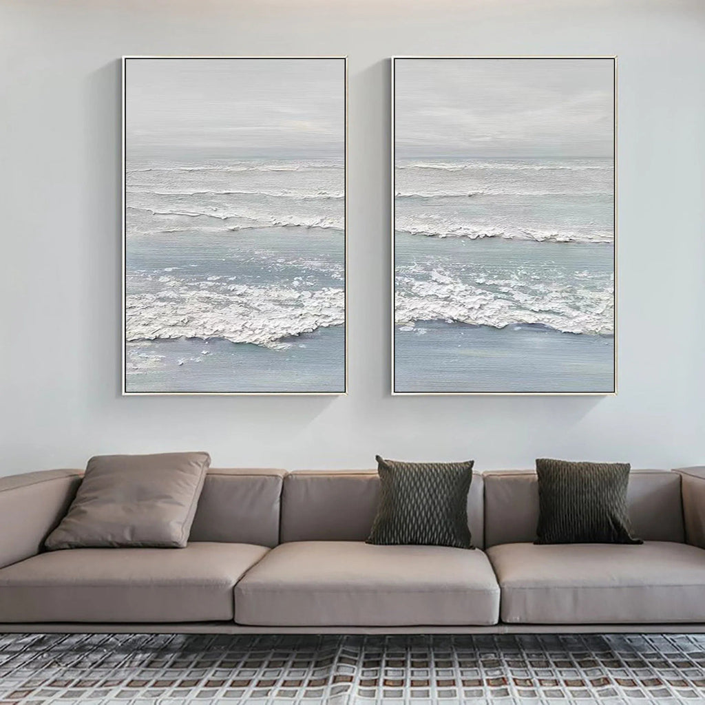 Ocean's Whisper- Dual Panel Textured Seascape Wall Art