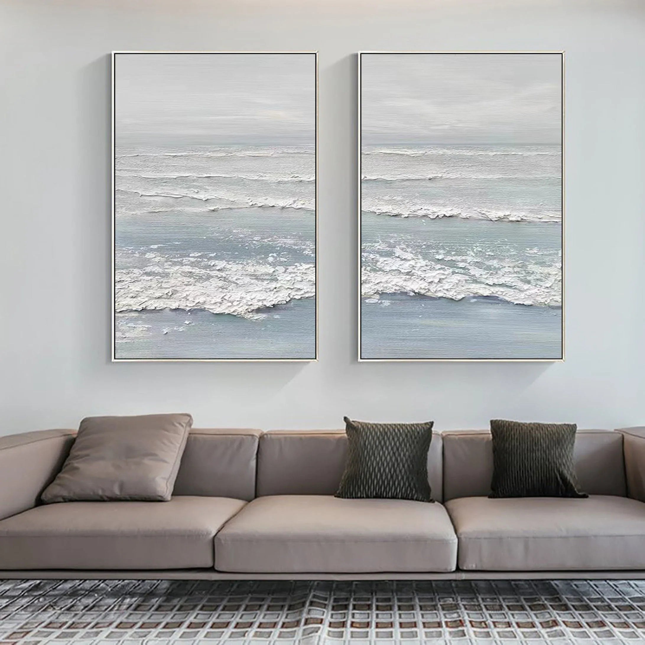 Ocean's Whisper- Dual Panel Textured Seascape Wall Art