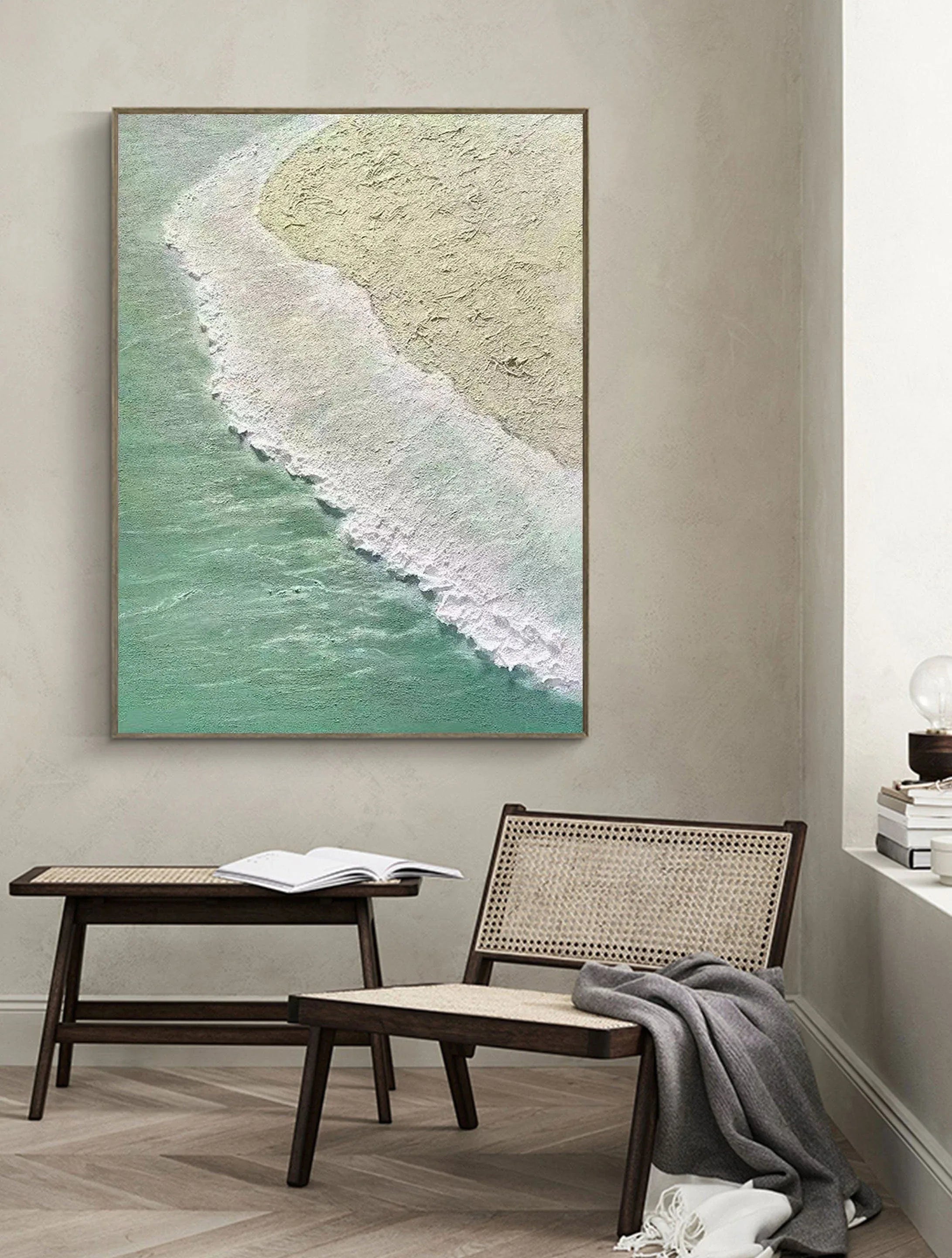 Shoreline Whisper- Textured Ocean Abstract Wall Art