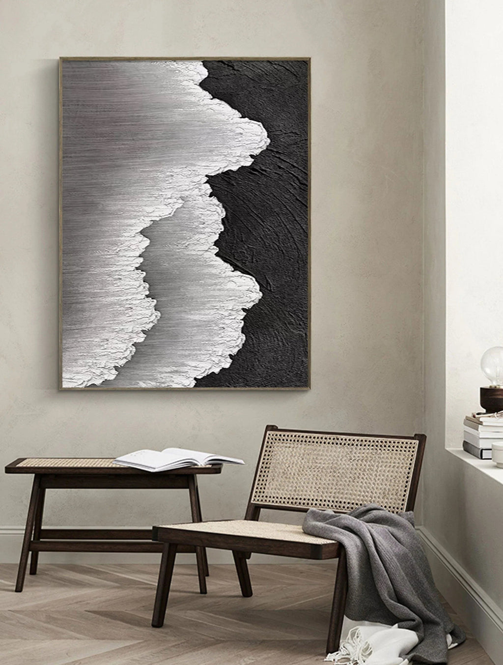 Dual Tide-Abstract Textured Ocean Wave Canvas Art
