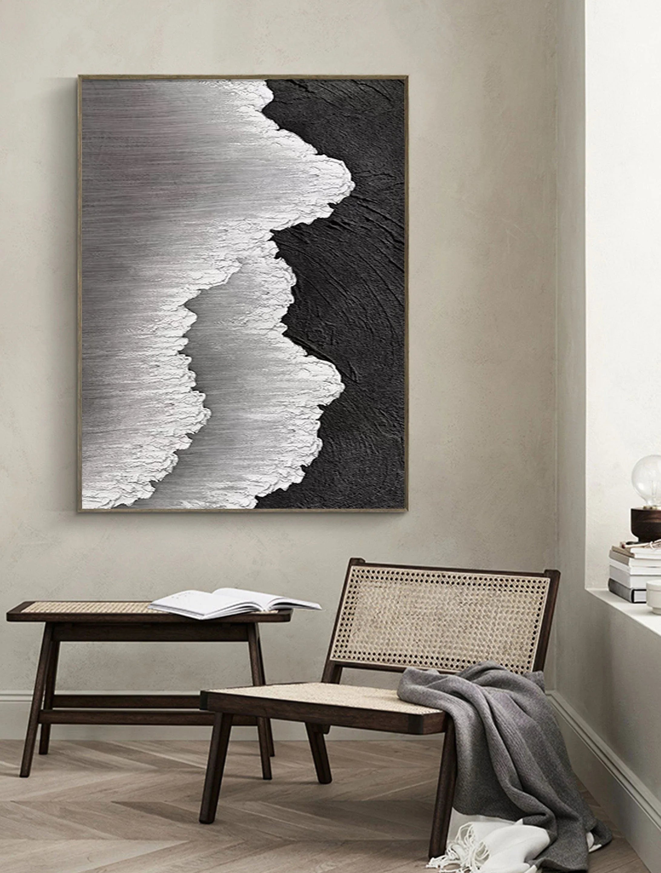 Dual Tide-Abstract Textured Ocean Wave Canvas Art