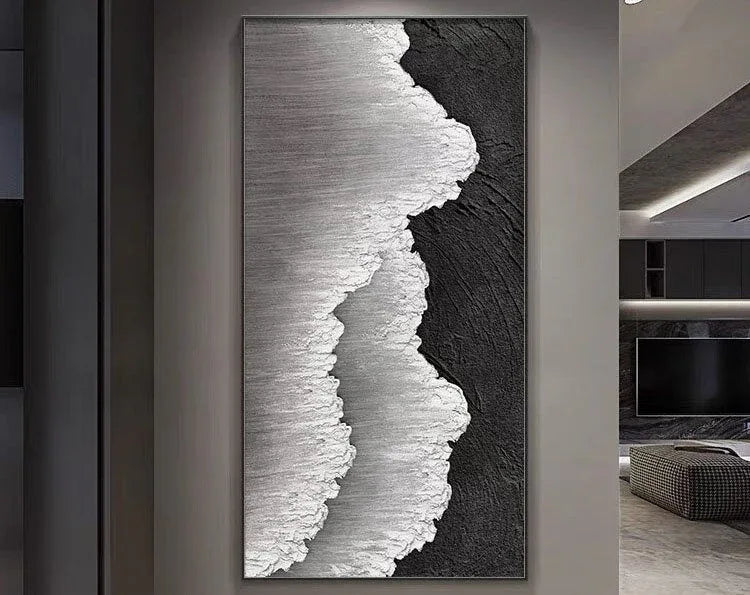 Dual Tide-Abstract Textured Ocean Wave Canvas Art