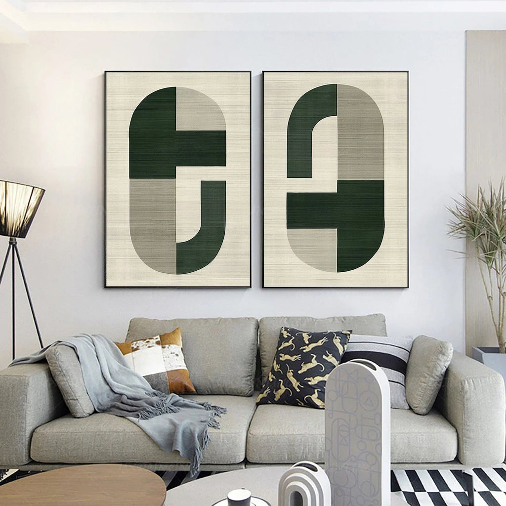 Geometric Harmony- Modern Minimalist Canvas Art Set Of 2