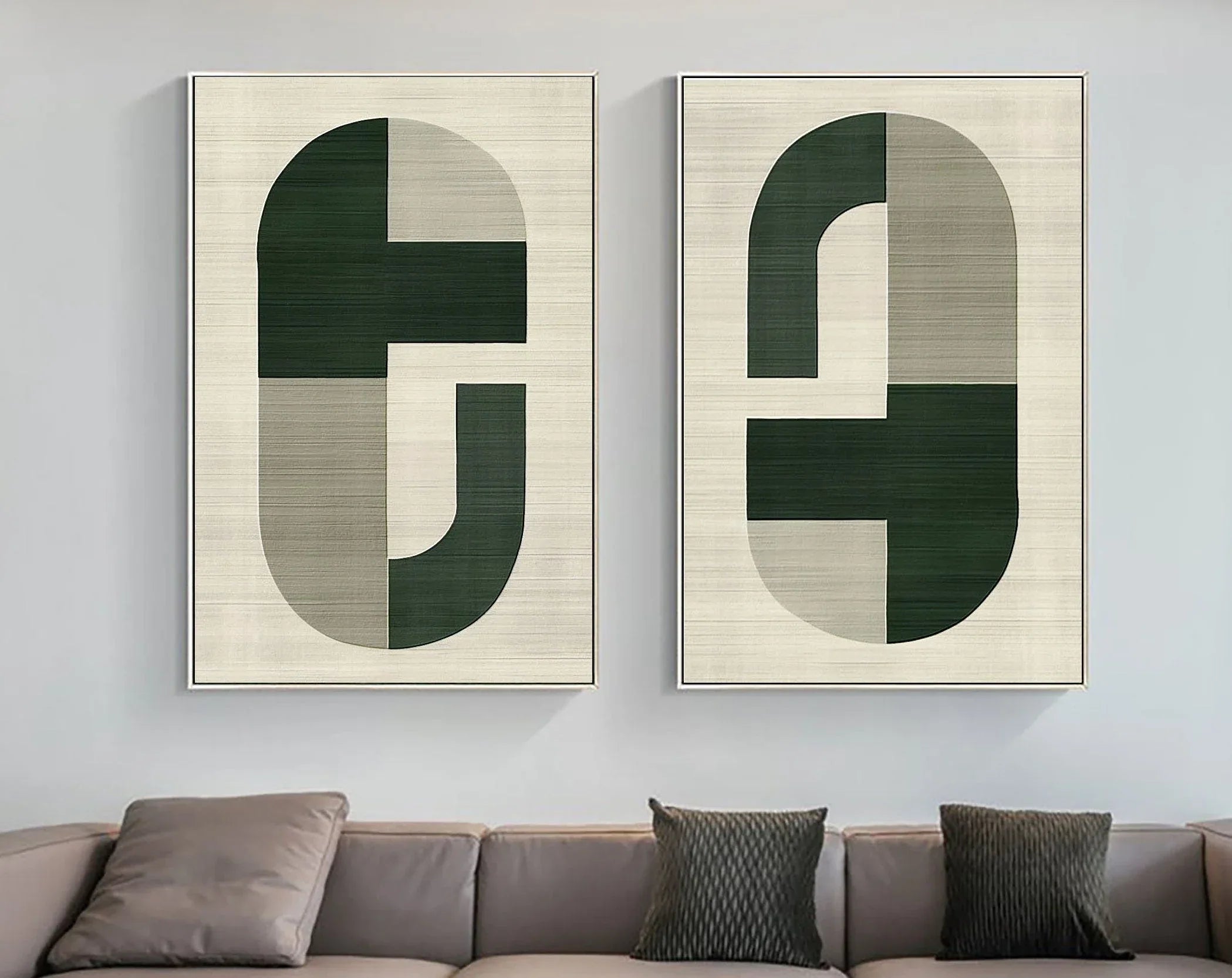 Geometric Harmony- Modern Minimalist Canvas Art Set Of 2