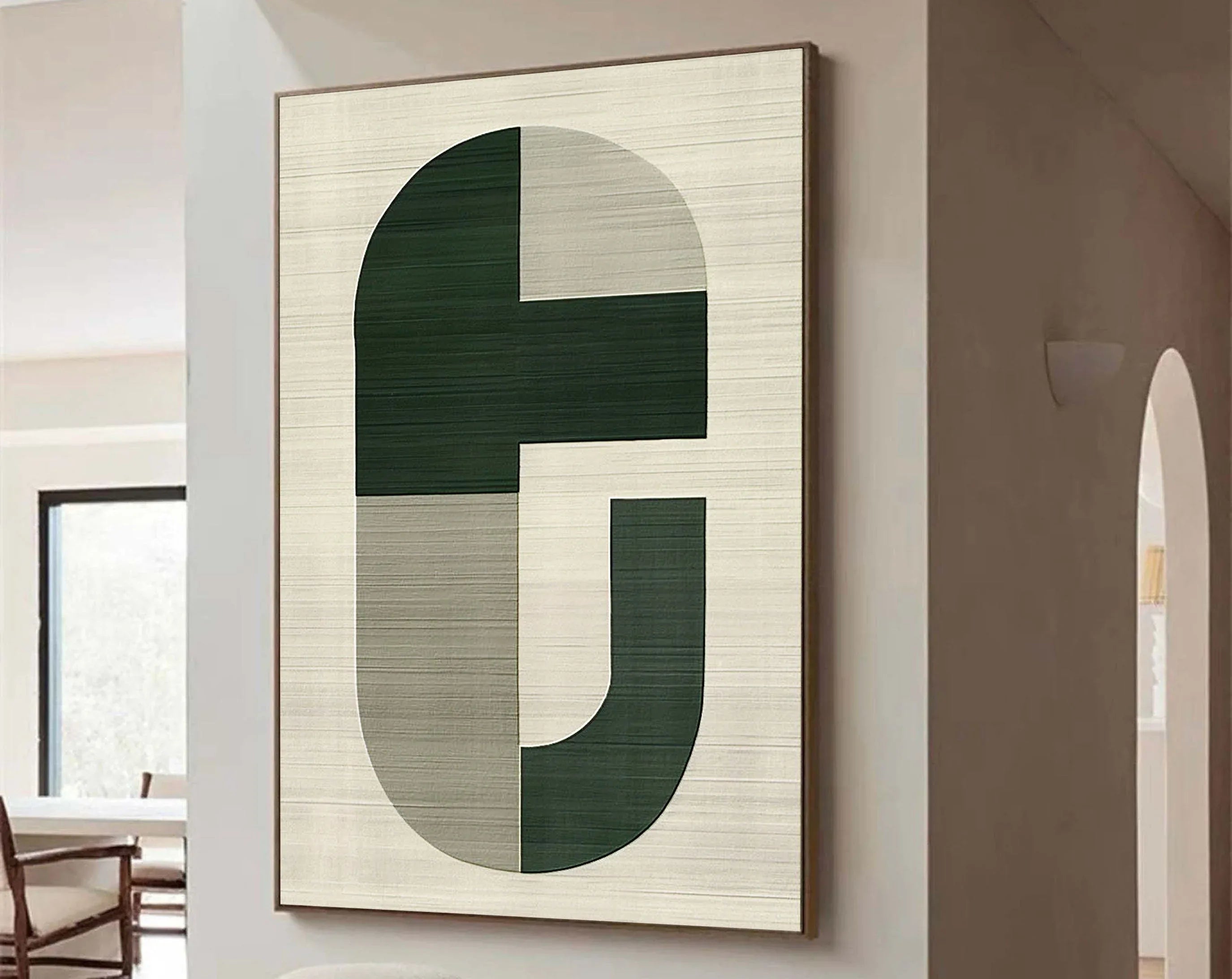 Equilibrium-Minimalist Green Grey Geometric Block Abstract Wall Art