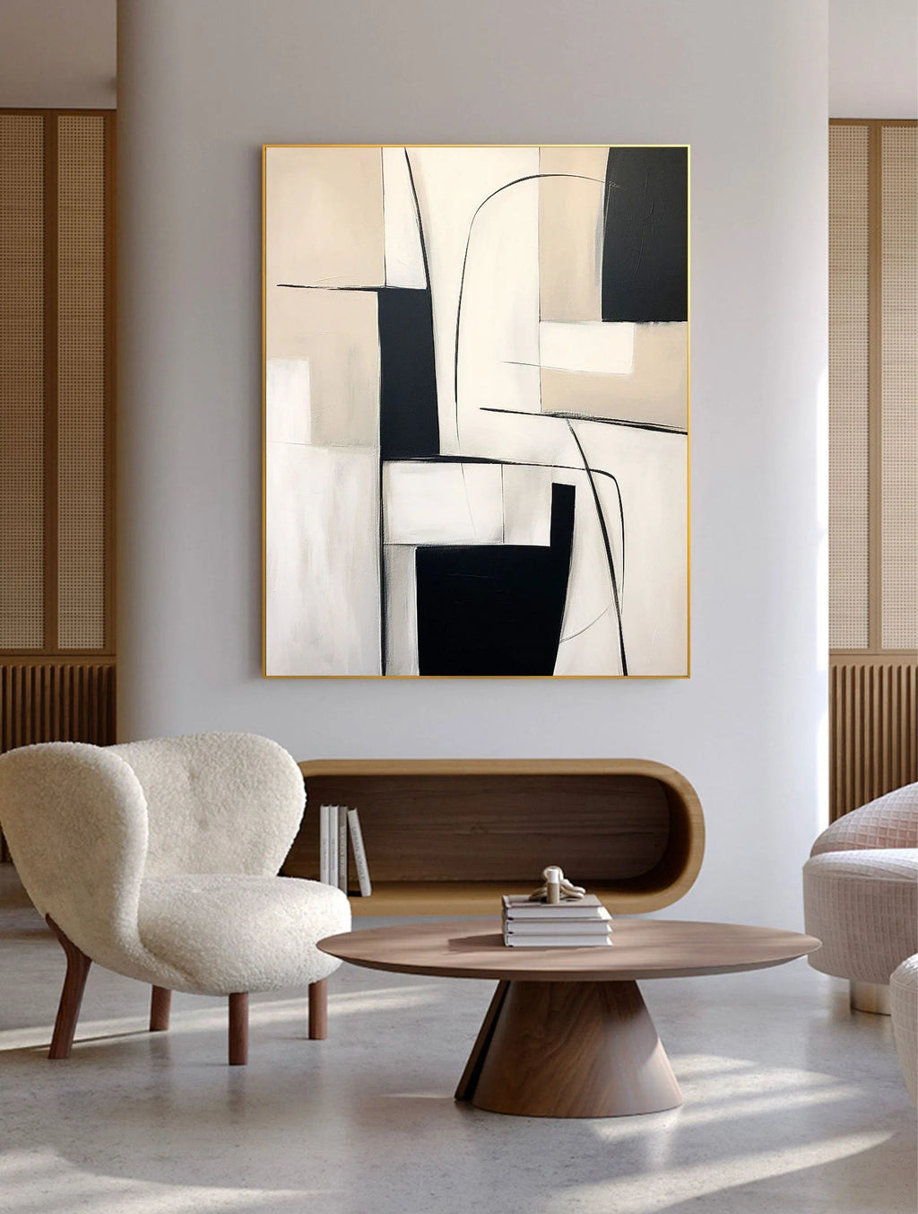 Monochrome Maze-Modern Home Design Geometric Minimalist Abstract Wall Art