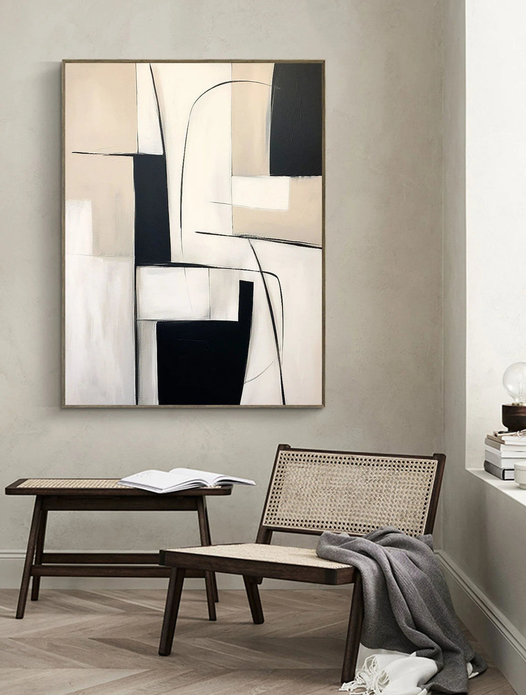 Monochrome Maze-Modern Home Design Geometric Minimalist Abstract Wall Art